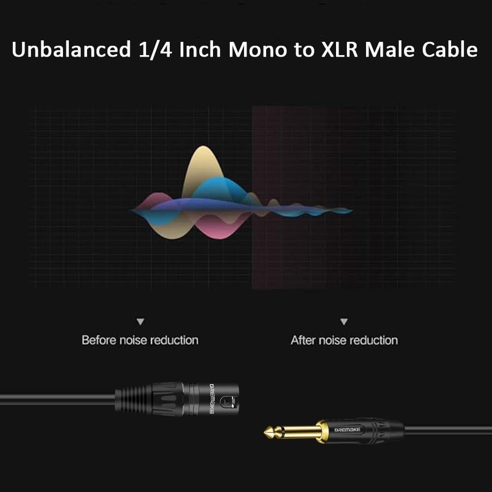 Cable de Audio DREMAKE 10M XLR Macho a 6.35mm Mono