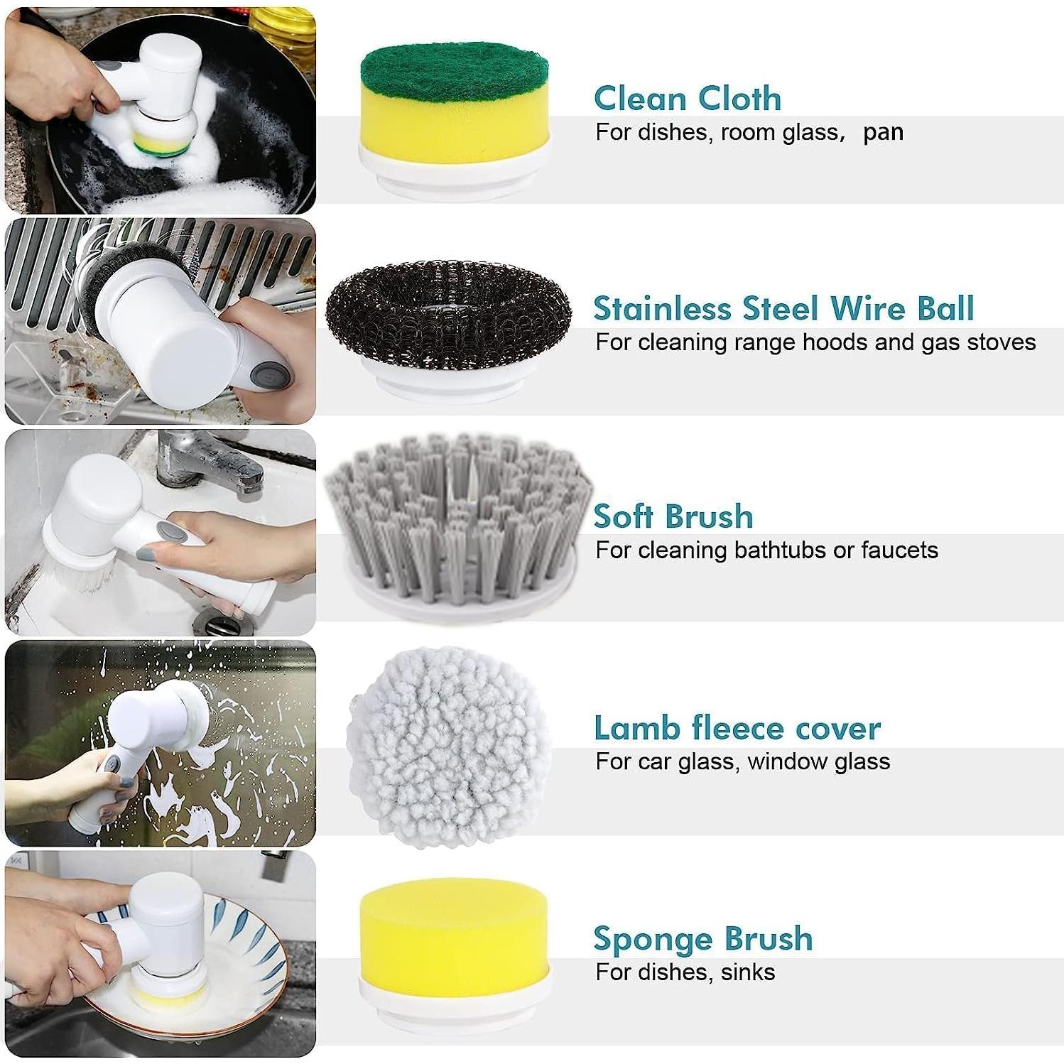 Limpiador Eléctrico de Espín HFLYJPYW con 6 Cepillos Reemplazables