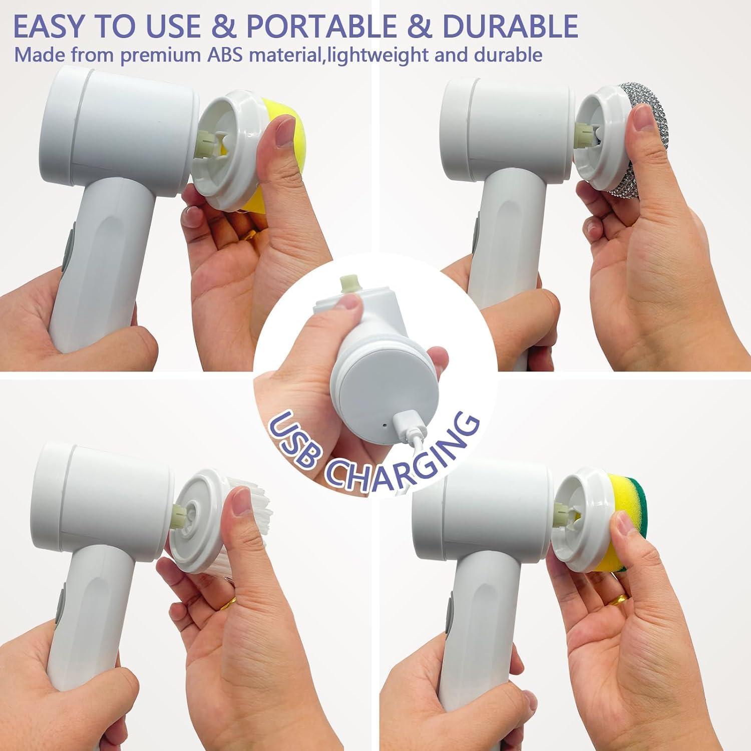 Limpiador Eléctrico de Espín HFLYJPYW con 6 Cepillos Reemplazables