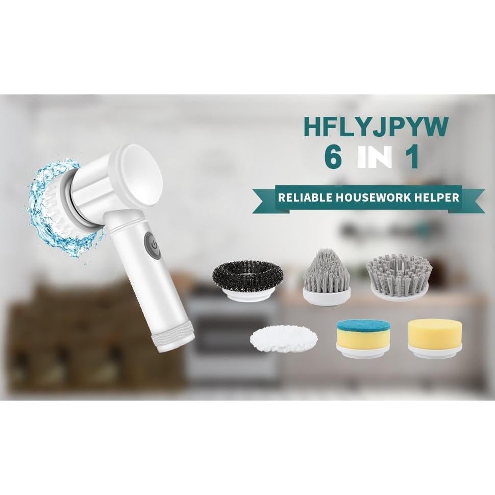 Limpiador Eléctrico de Espín HFLYJPYW con 6 Cepillos Reemplazables