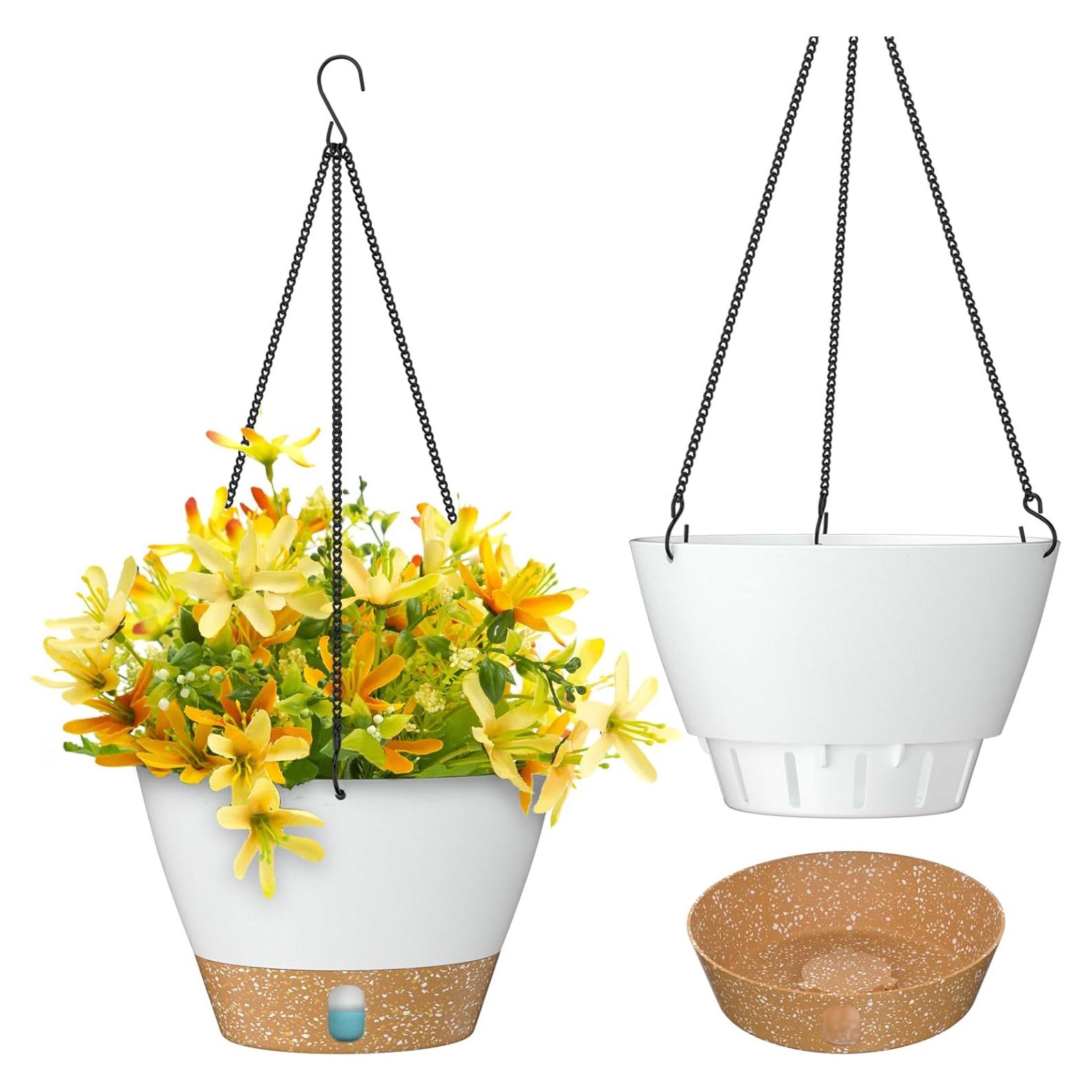 Macetas Colgantes ZMTECH Juego de 2 Autorriego 25,4 cm