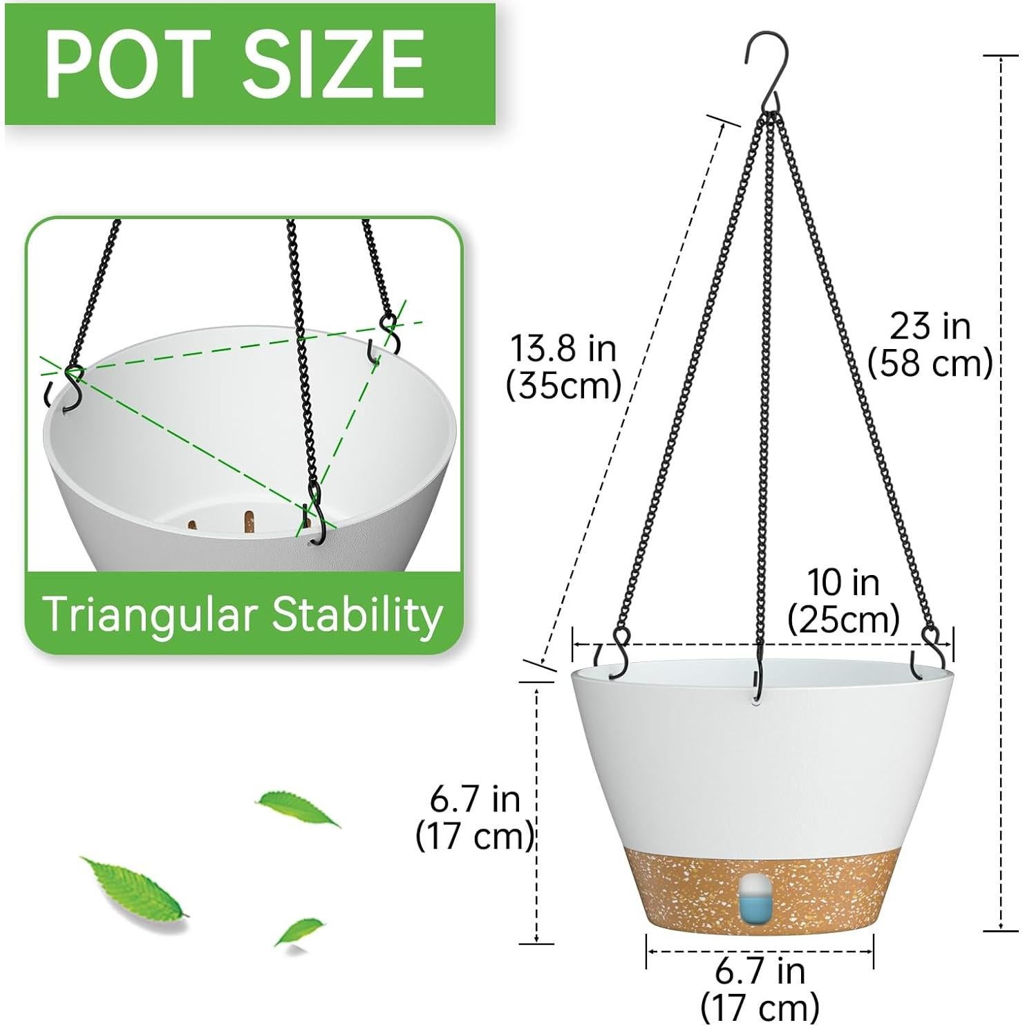 Macetas Colgantes ZMTECH Juego de 2 Autorriego 25,4 cm