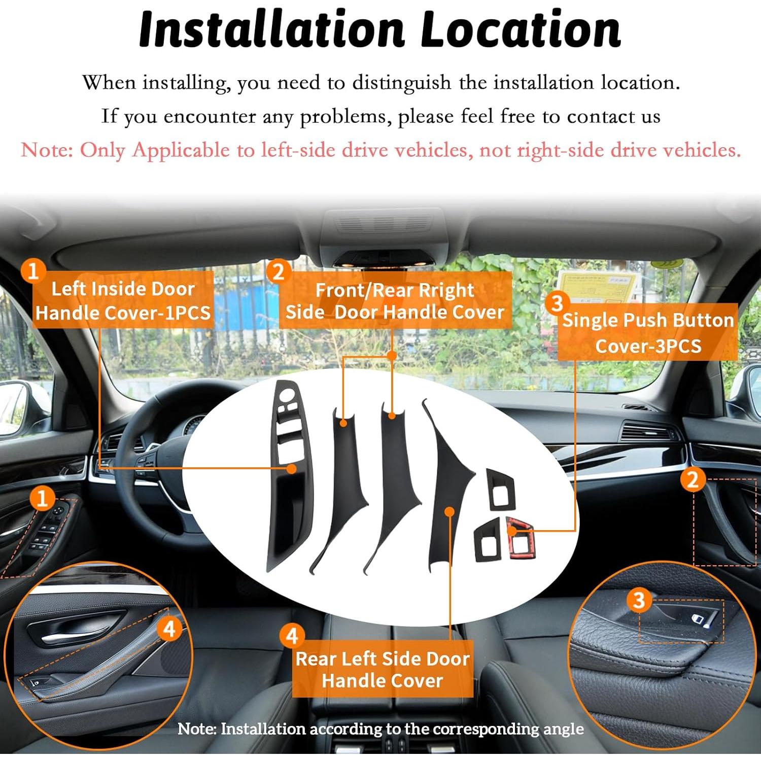 Cubierta Adhesiva Tiradores Puerta BMW Serie 5 F10 F11 7 Piezas