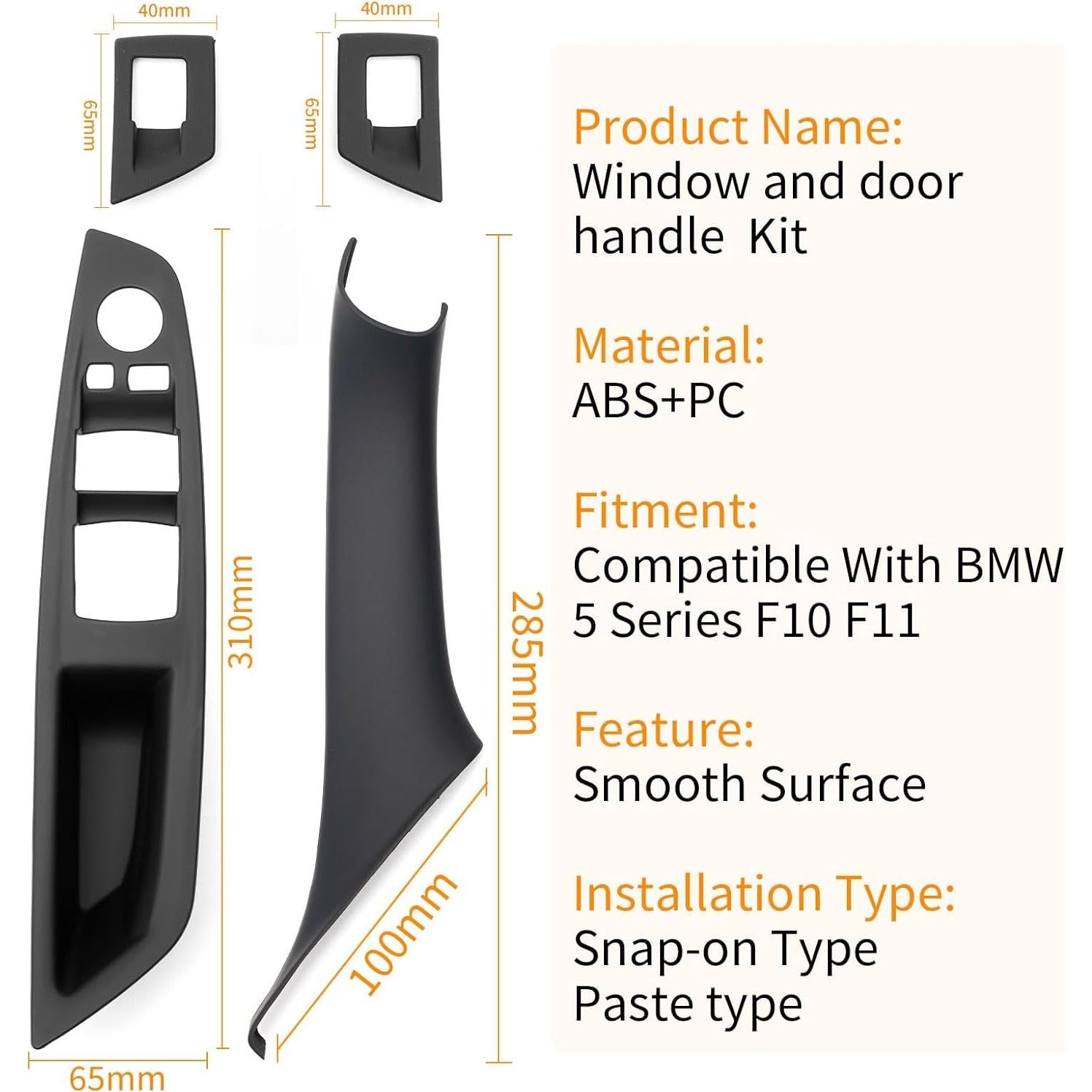 Cubierta Adhesiva Tiradores Puerta BMW Serie 5 F10 F11 7 Piezas