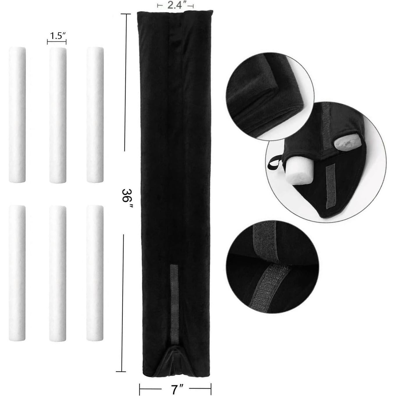 Tapón para Corrientes de Aire DARALIS 91 cm Ajustable Negro