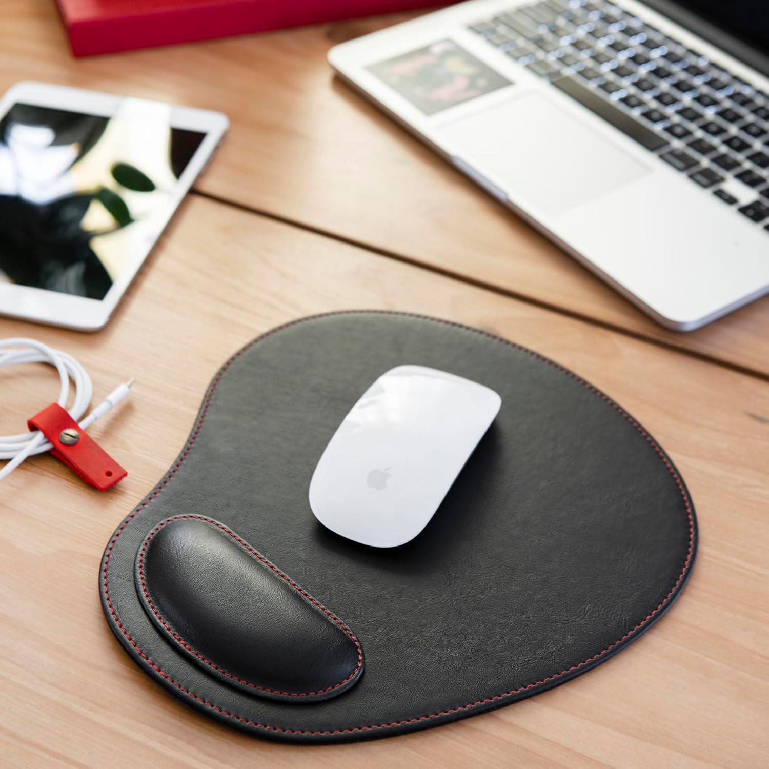 Alfombrilla de Ratón Londo Ovalada de Cuero Sintético con Soporte