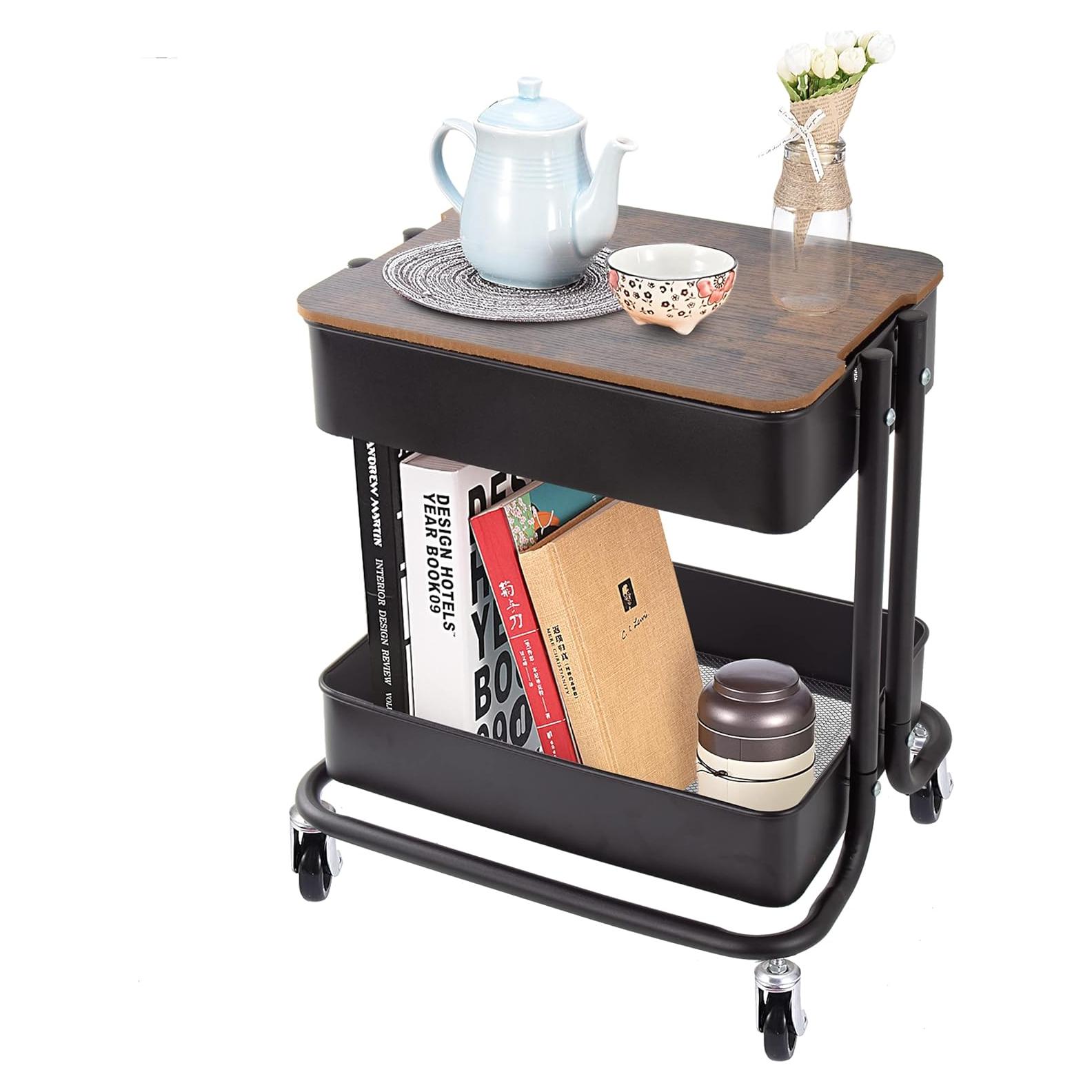 Carro de Utilidad Rodante 2 Niveles Melody House Negro