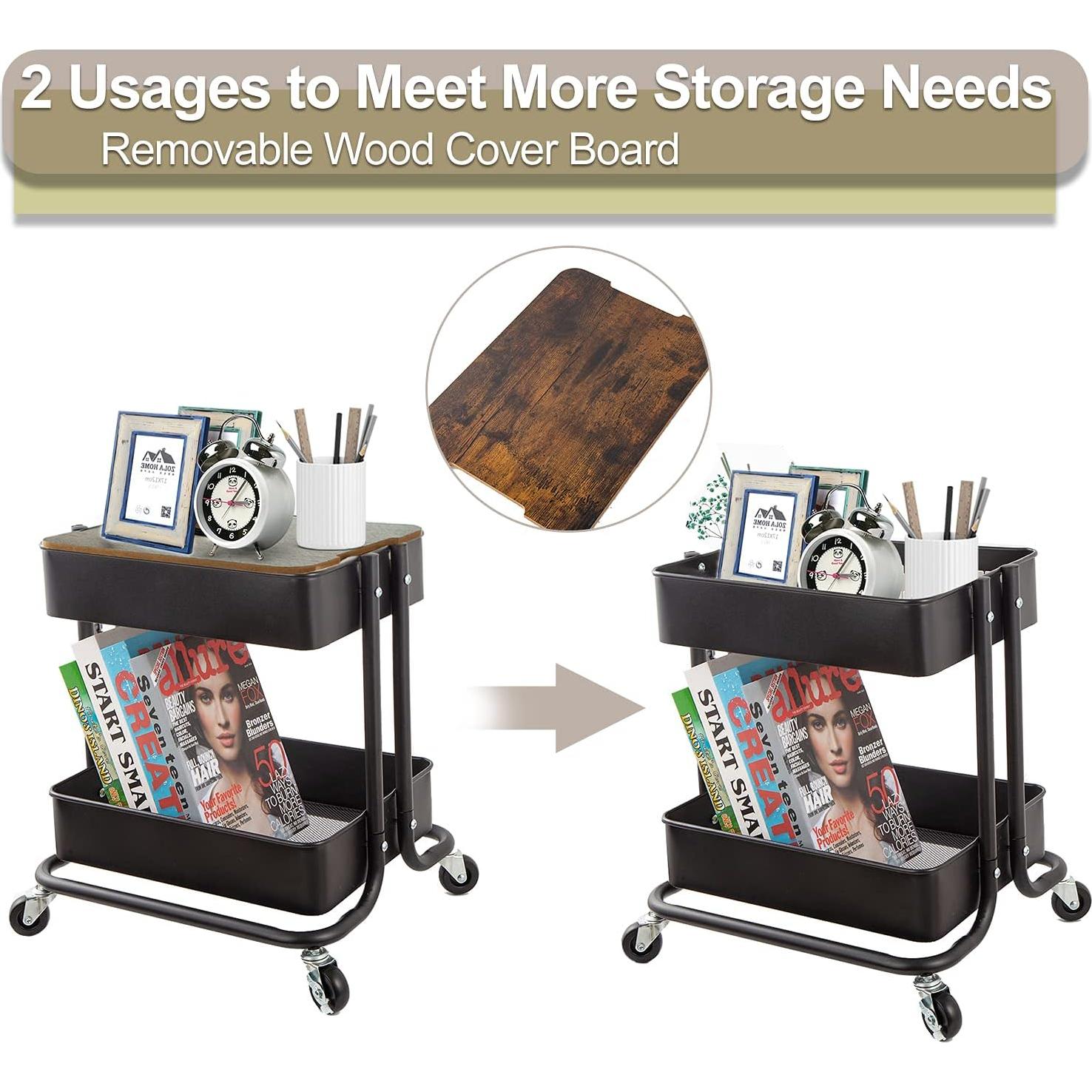 Carro de Utilidad Rodante 2 Niveles Melody House Negro