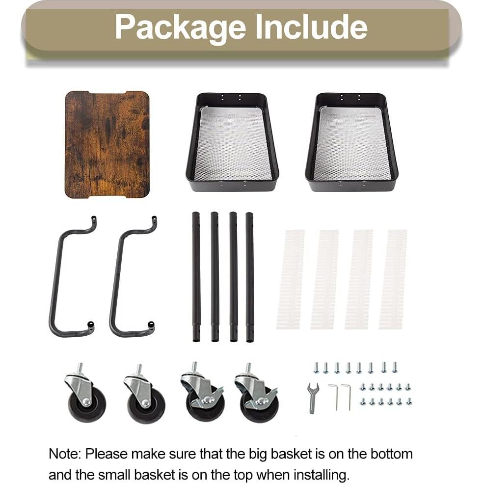 Carro de Utilidad Rodante 2 Niveles Melody House Negro