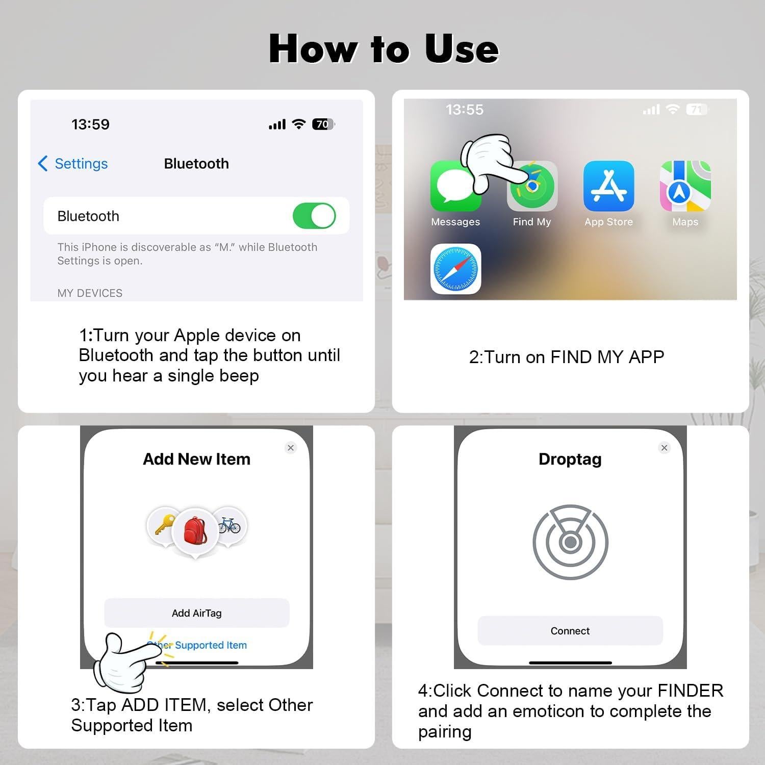 Paquete de 3 Localizadores Bluetooth Rechale Air Tracker Negro