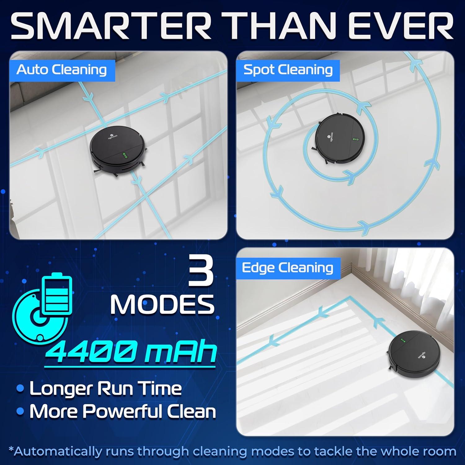 Aspiradora y Mopa Robot SereneLife 700Pa, Control App, Negro