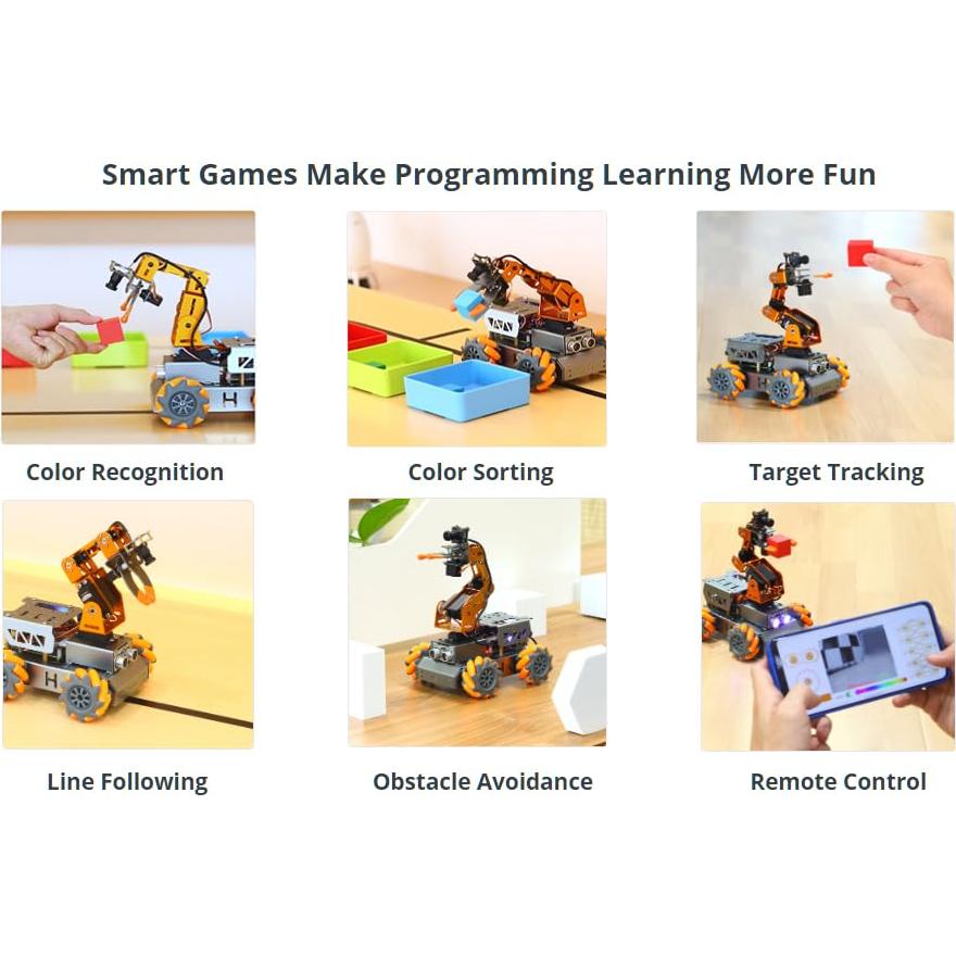 MasterPi Brazo Robótico 5DOF Hiwonder RPi 4B 4GB AI Visión