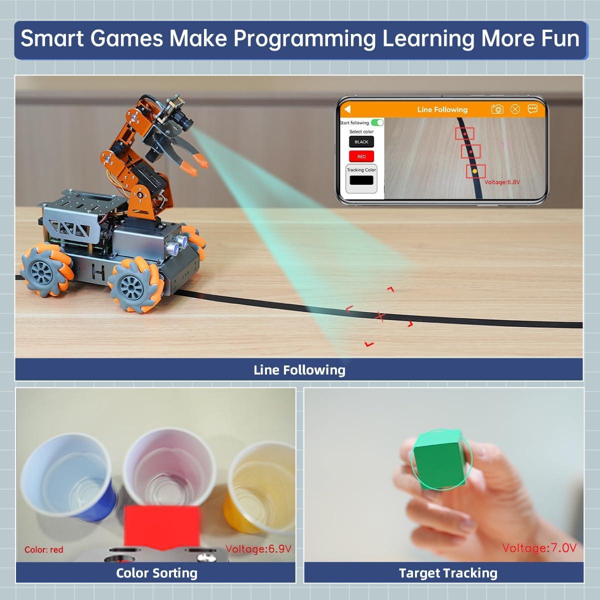 MasterPi Brazo Robótico 5DOF Hiwonder RPi 4B 4GB AI Visión