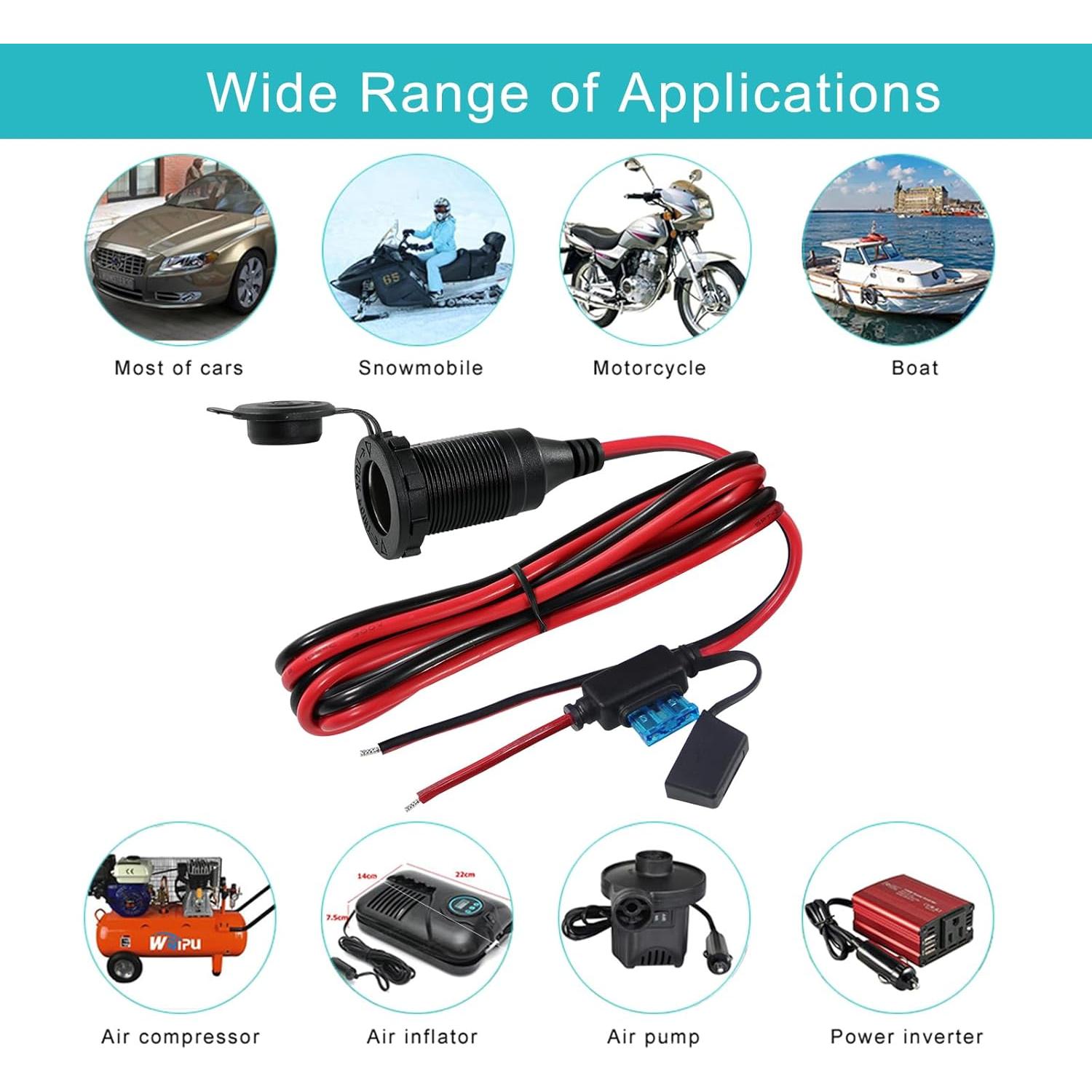 Toma de Mechero Fija SPARKING 12V/24V con Cable 0.61m