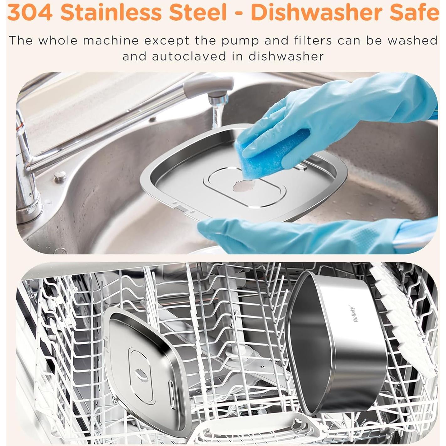 Fuente de Agua para Gatos Rellaty 3.2L Acero Inoxidable