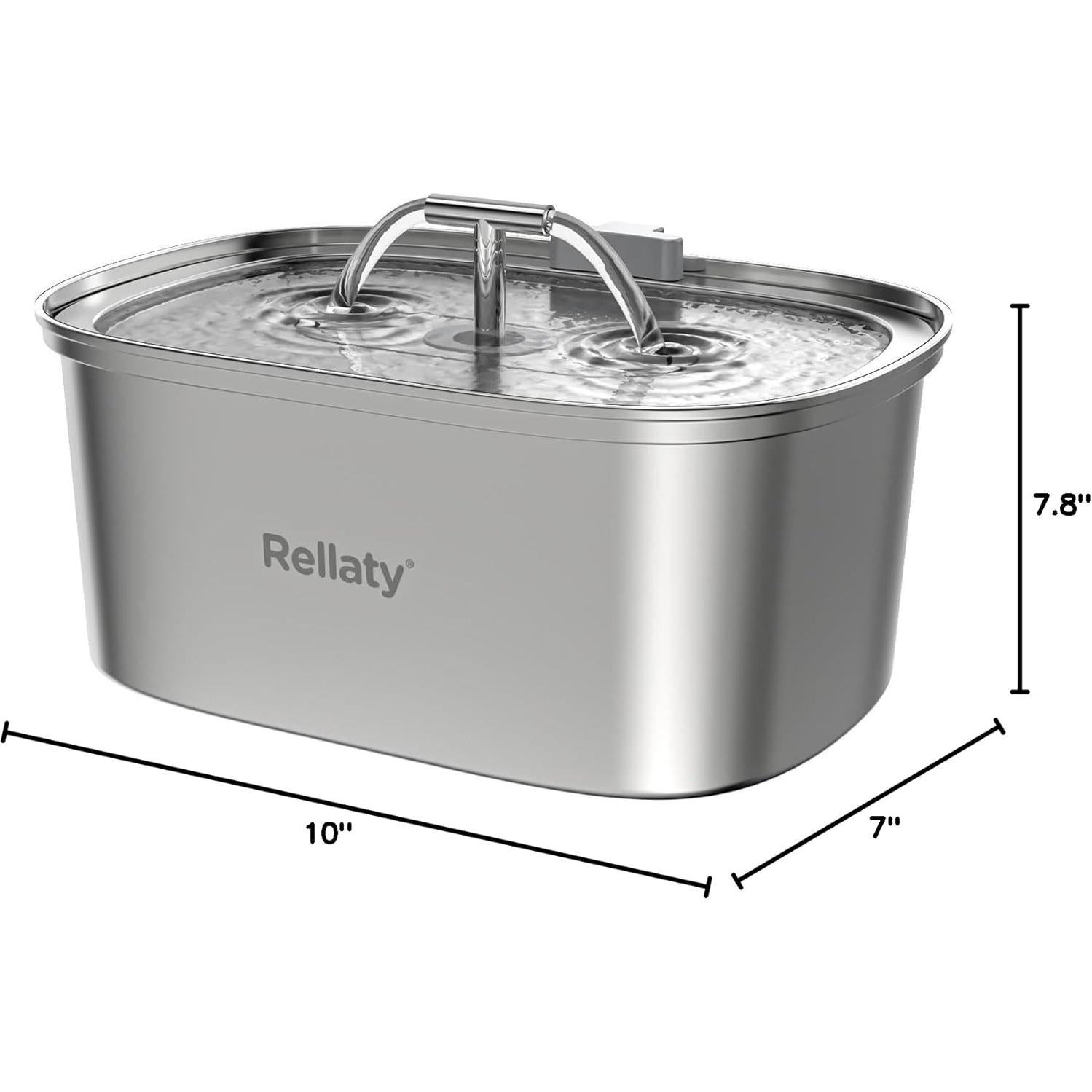 Fuente de Agua para Gatos Rellaty 3.2L Acero Inoxidable