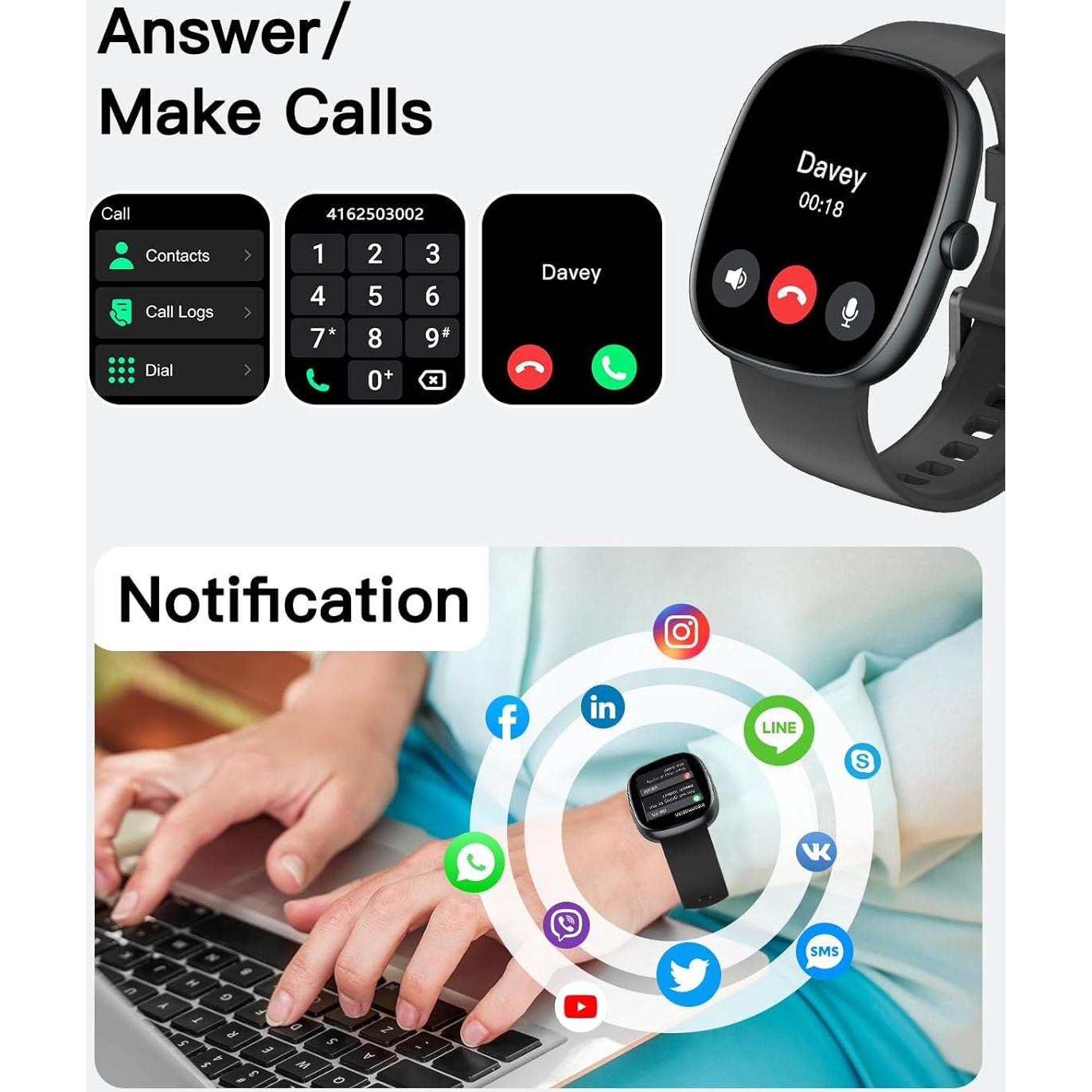 Reloj Inteligente SHANG WING 1.85" Fitness Negro