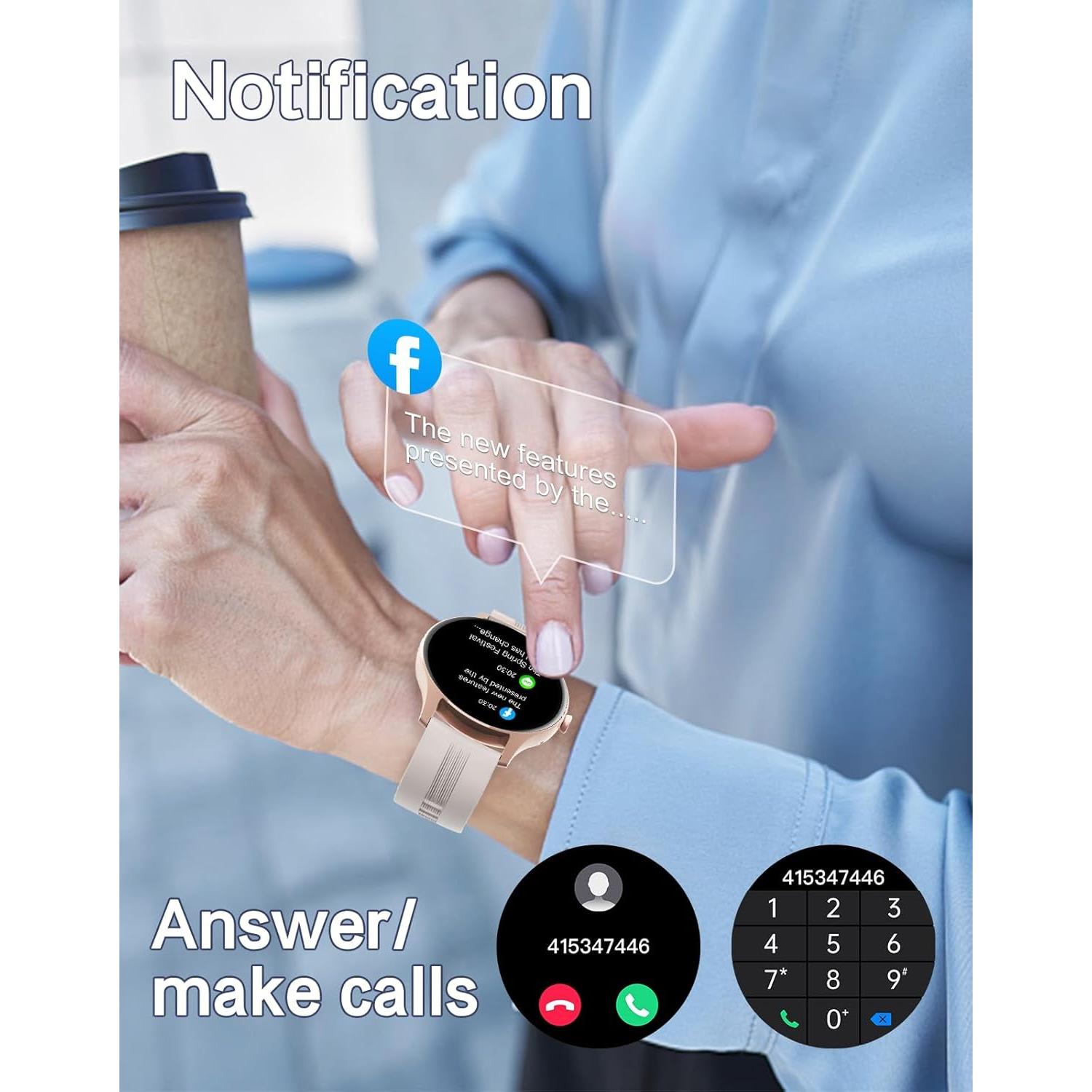 Reloj Inteligente HUAKUA H2 Redondo Fitness y Llamadas