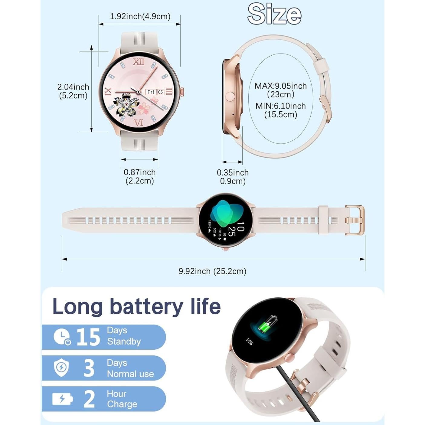 Reloj Inteligente HUAKUA H2 Redondo Fitness y Llamadas