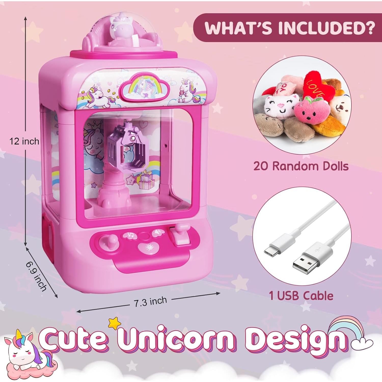 Mini Máquina de Garras Unicornio Marlrin con 20 Peluches