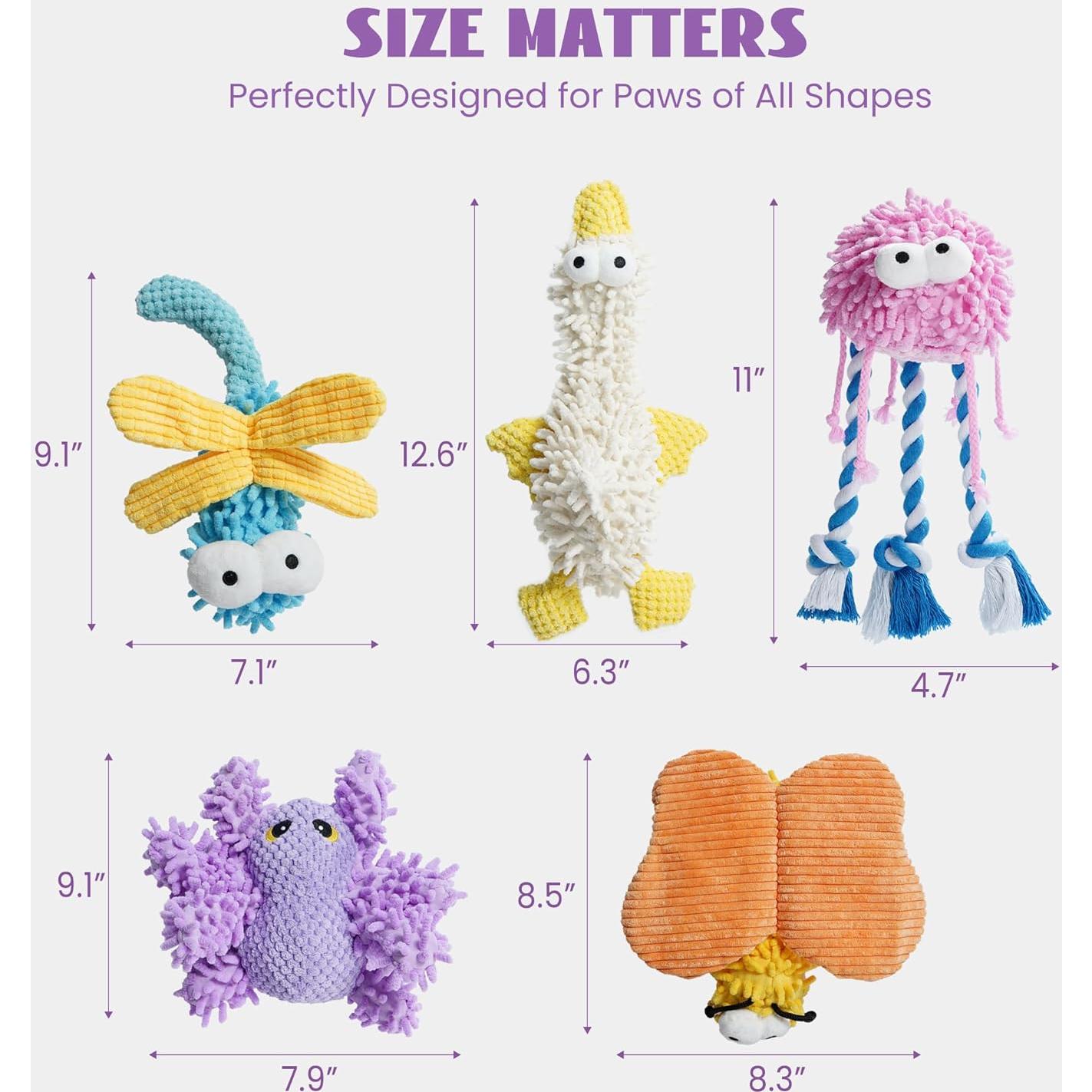 Juguetes para Perros Nocciola Paquete de 5 Suaves y Chirriantes