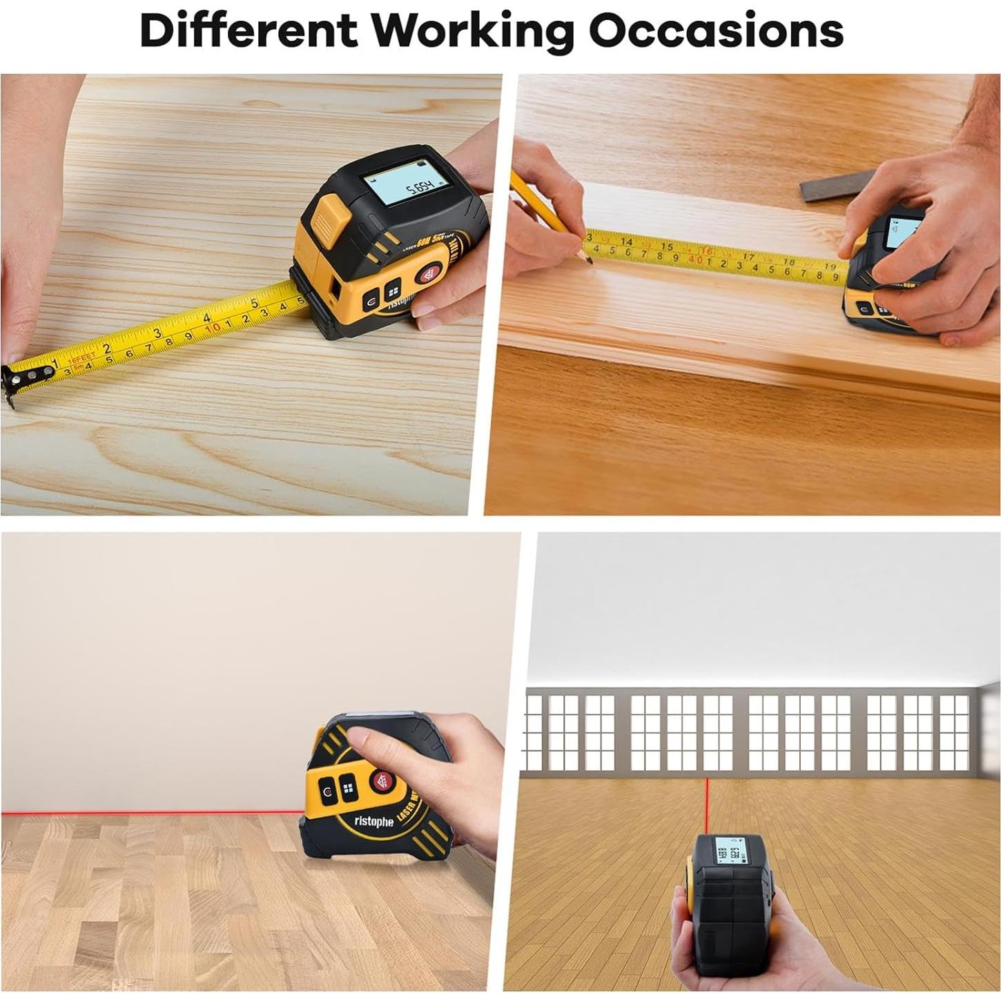 Cinta Métrica Láser 2 en 1 Ristophe 59.99m y 4.88m Digital