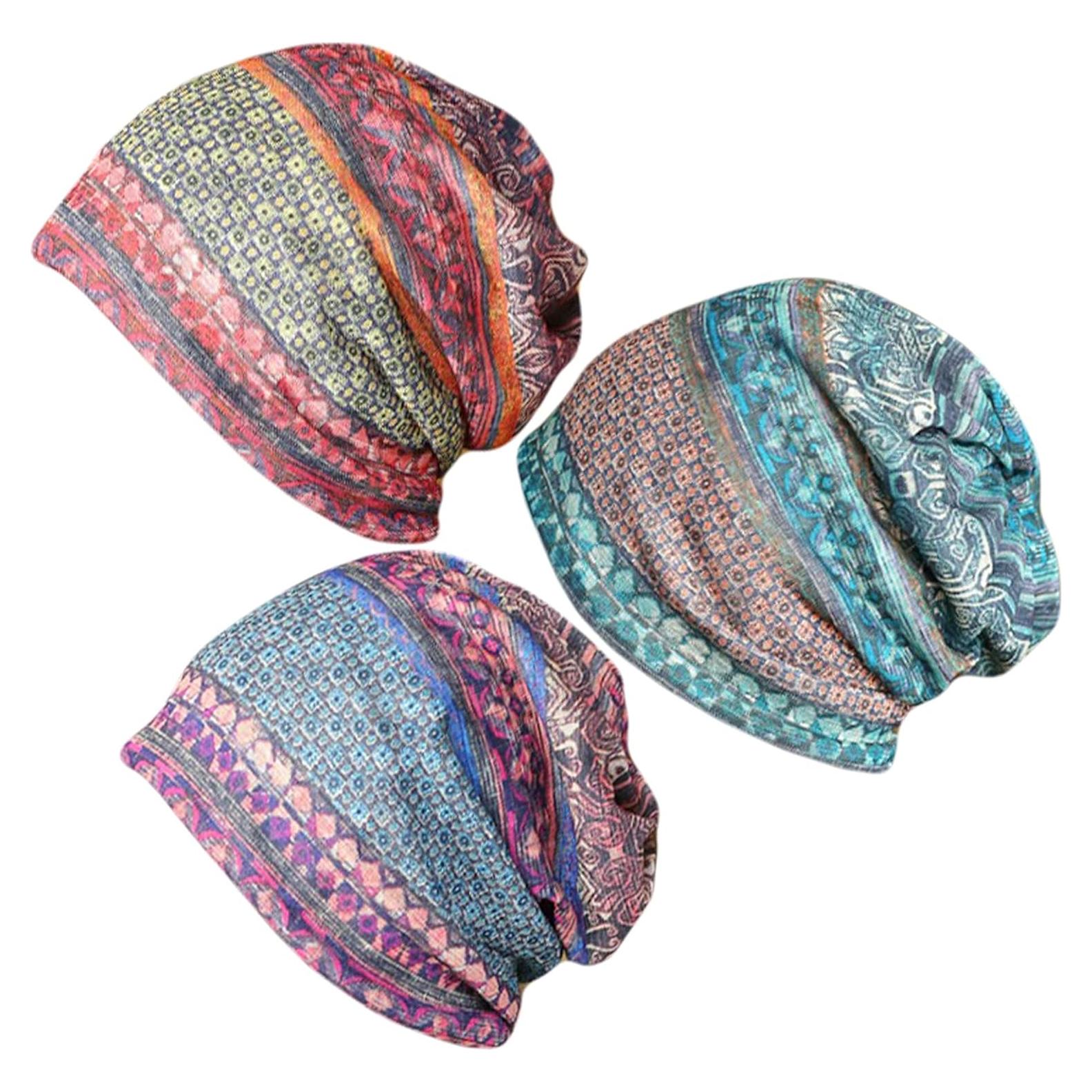 Gorro Beanie Suelto para Mujeres con Bufanda - Paquete de 3