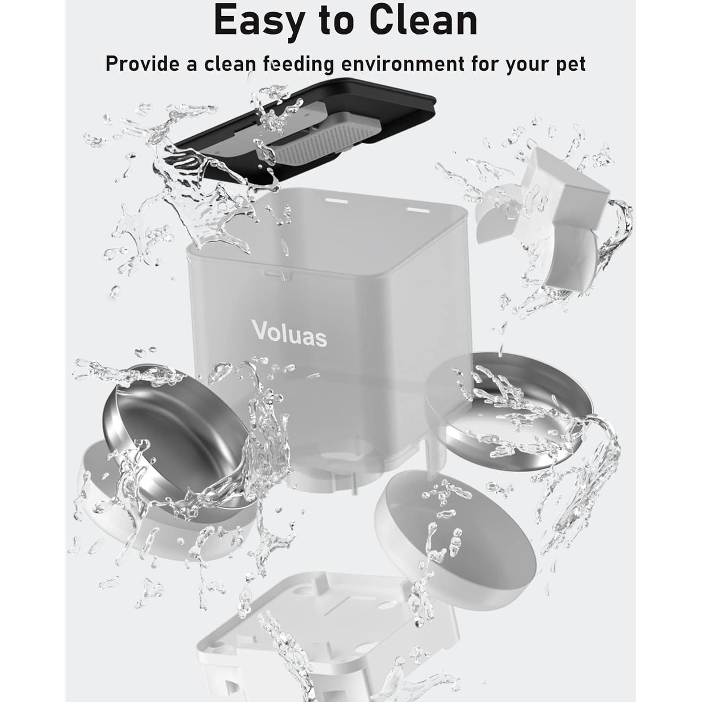 Dispensador Automático de Comida Voluas 6L para 2 Gatos