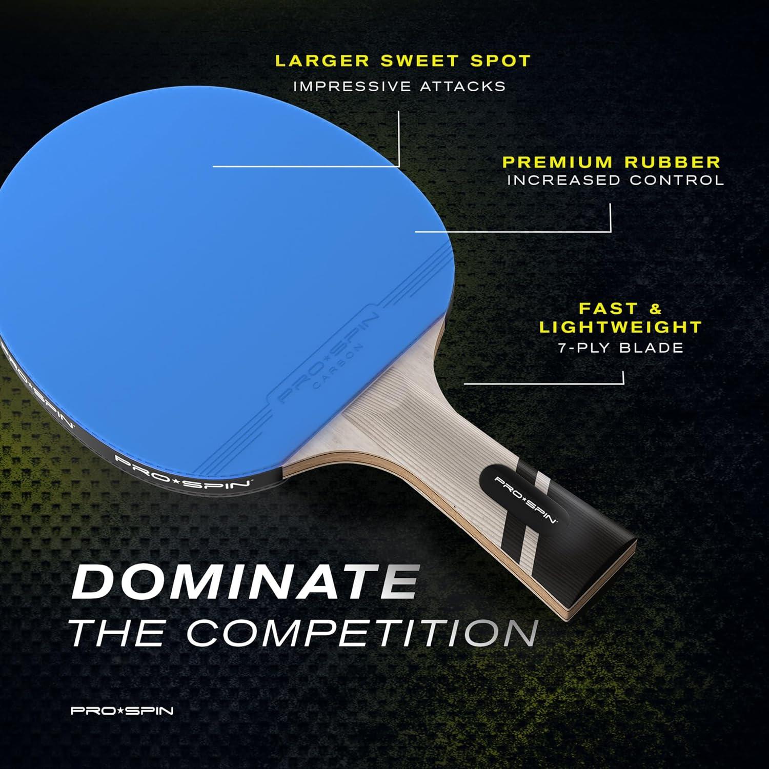Pala de Ping Pong PRO SPIN Fibra de Carbono 2-Pack Azul/Violeta