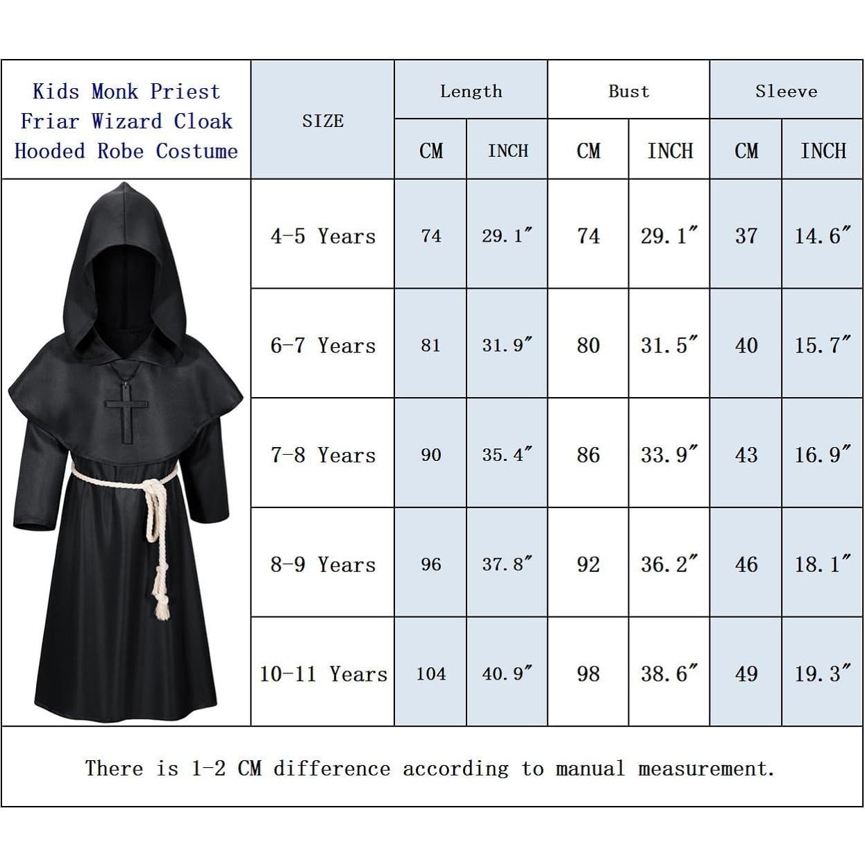 Disfraz de Monje Medieval Renacentista para Niños - JH24-BK-110
