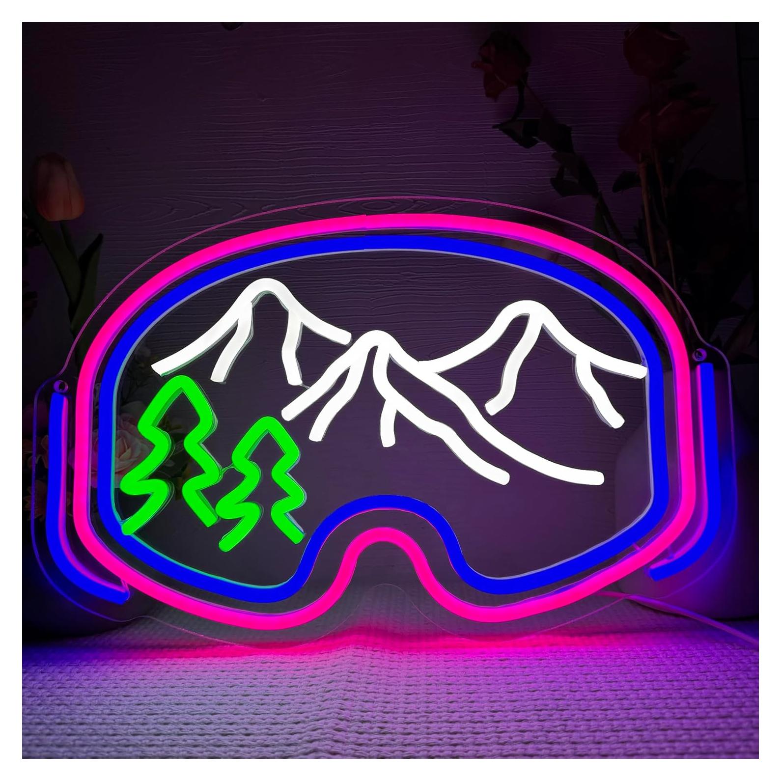 Letrero de Neón LED Gafas de Esquí Symone 40.9x26.4cm USB