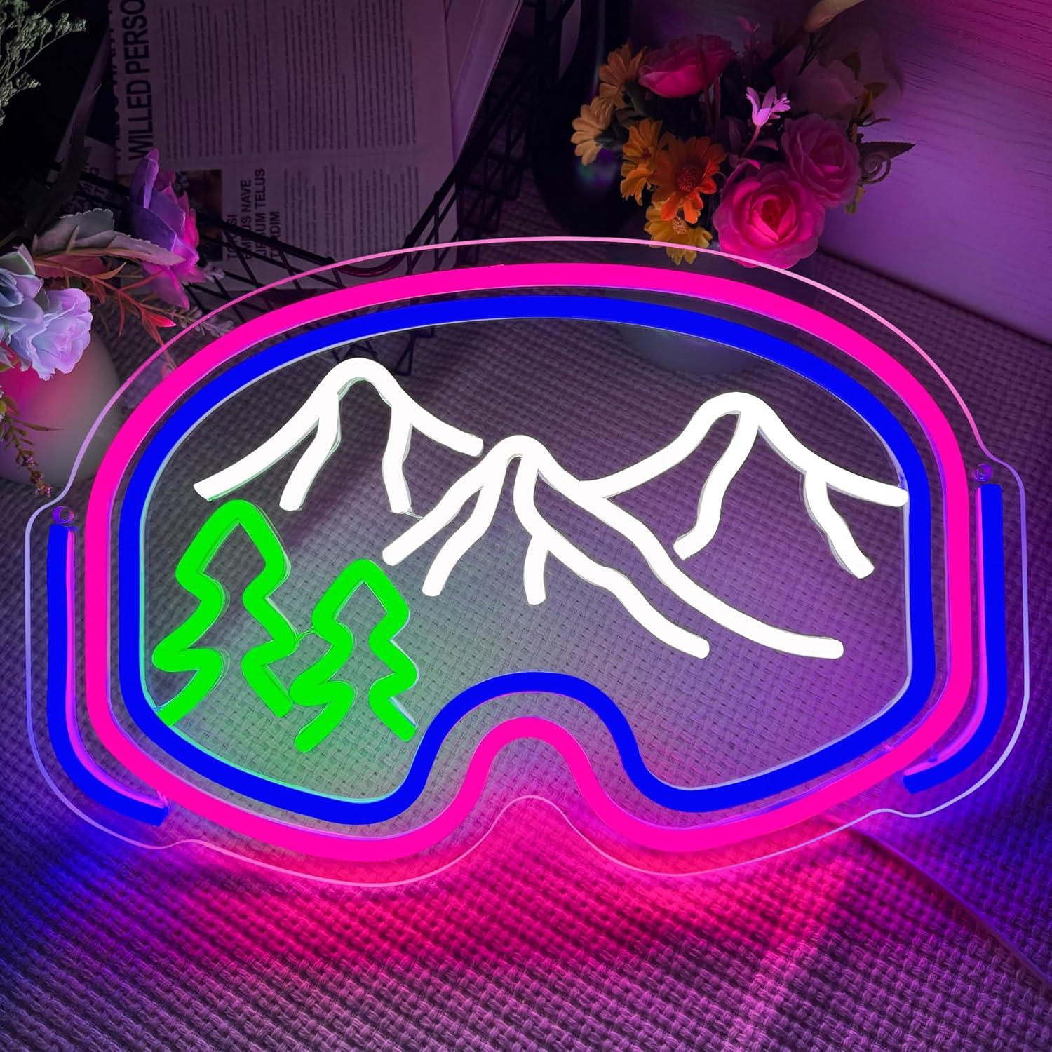 Letrero de Neón LED Gafas de Esquí Symone 40.9x26.4cm USB