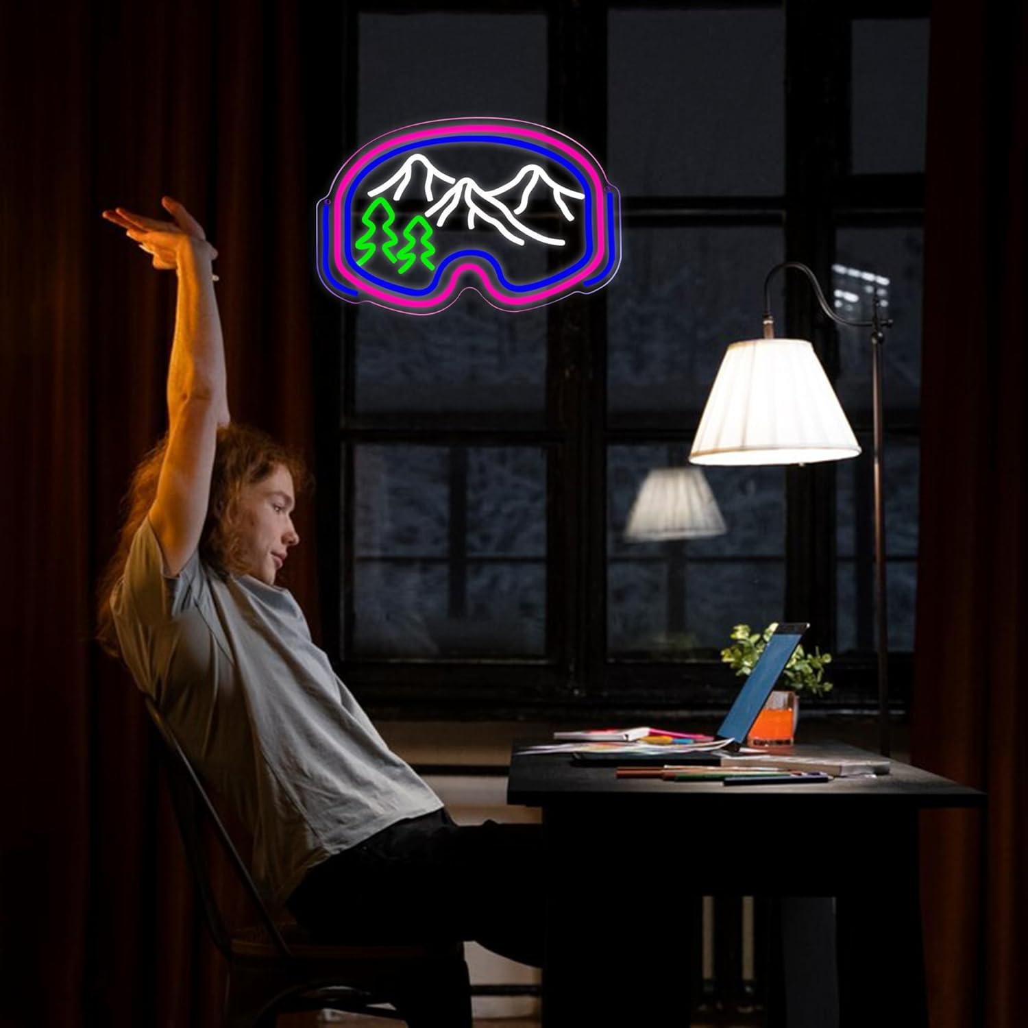 Letrero de Neón LED Gafas de Esquí Symone 40.9x26.4cm USB