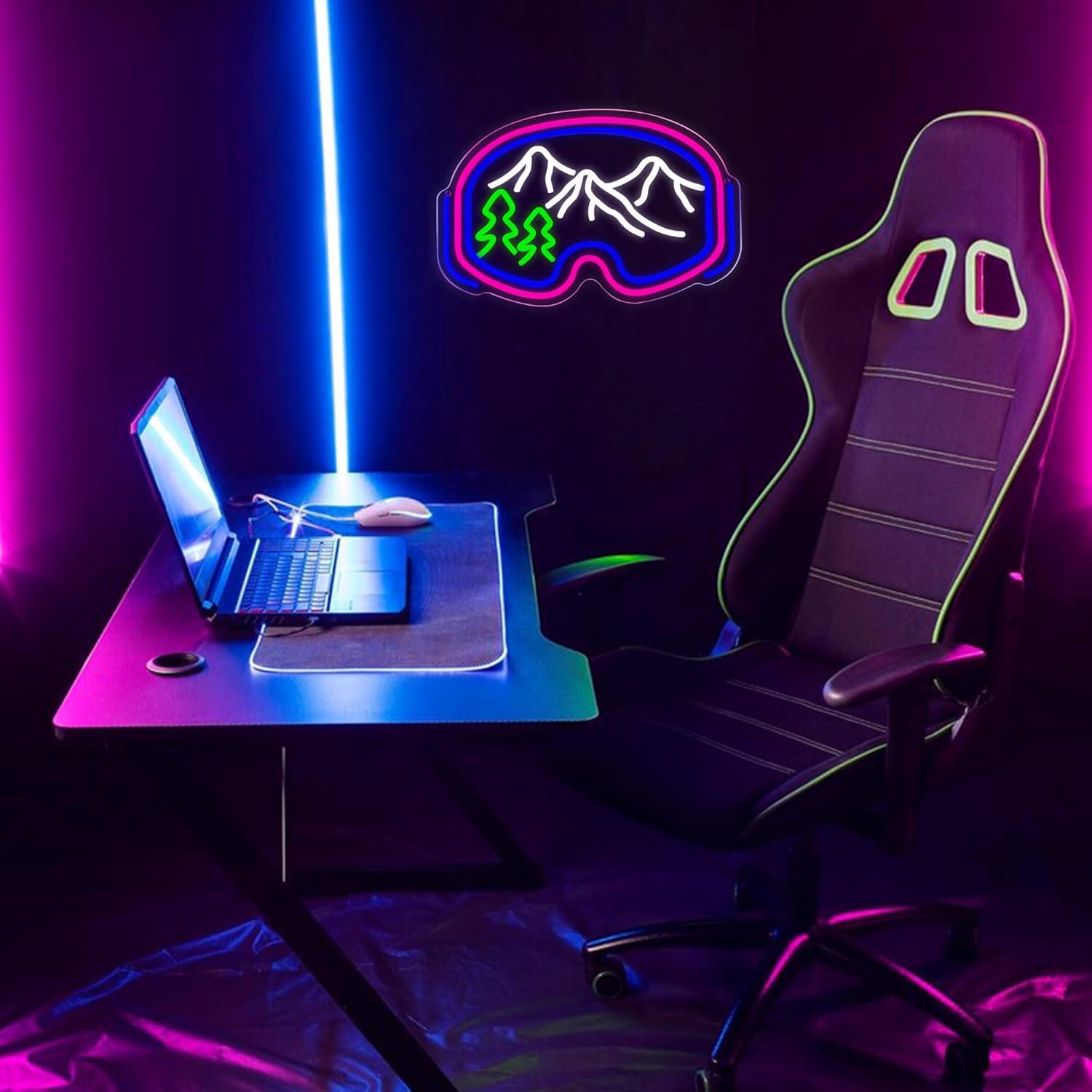 Letrero de Neón LED Gafas de Esquí Symone 40.9x26.4cm USB