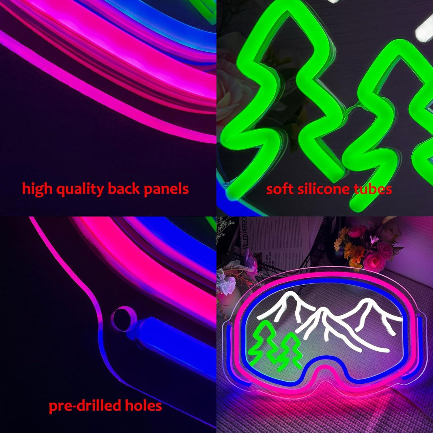 Letrero de Neón LED Gafas de Esquí Symone 40.9x26.4cm USB