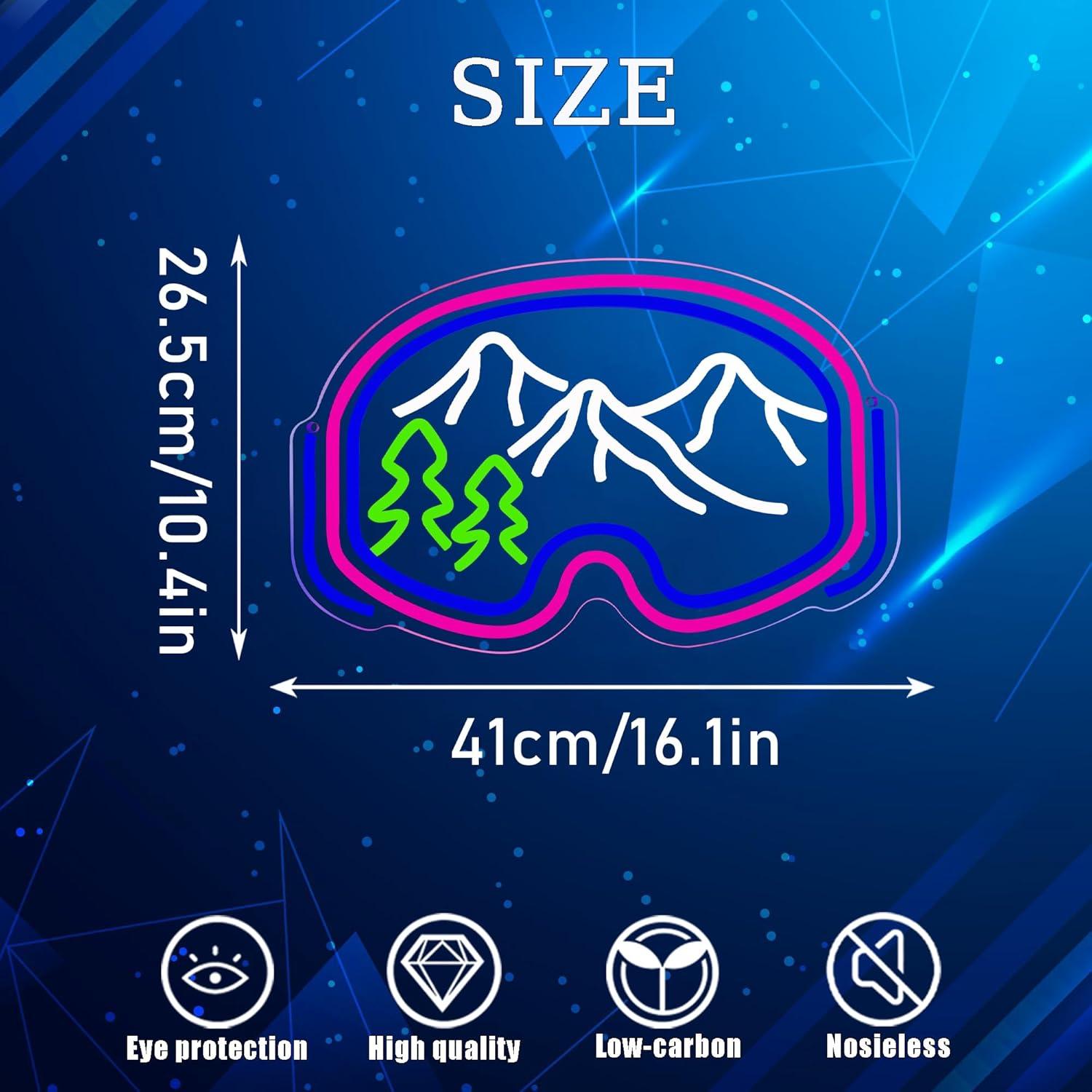 Letrero de Neón LED Gafas de Esquí Symone 40.9x26.4cm USB