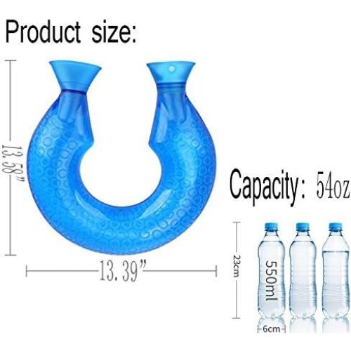 Bolsa de Agua Caliente OLizee 1.6L PVC Ergonomica Cuello U Azul