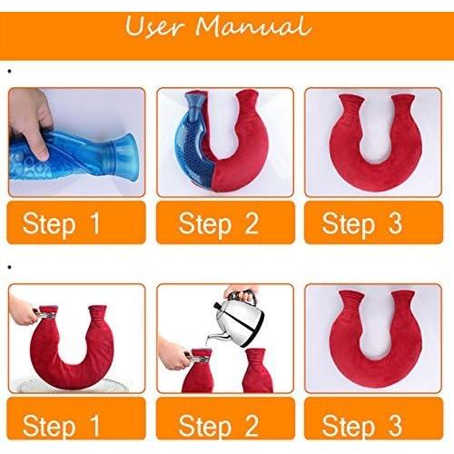 Bolsa de Agua Caliente OLizee 1.6L PVC Ergonomica Cuello U Azul