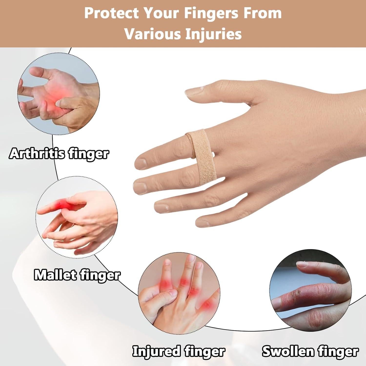 10 Férulas Buddy para Dedos Beige Reutilizables y Lavables