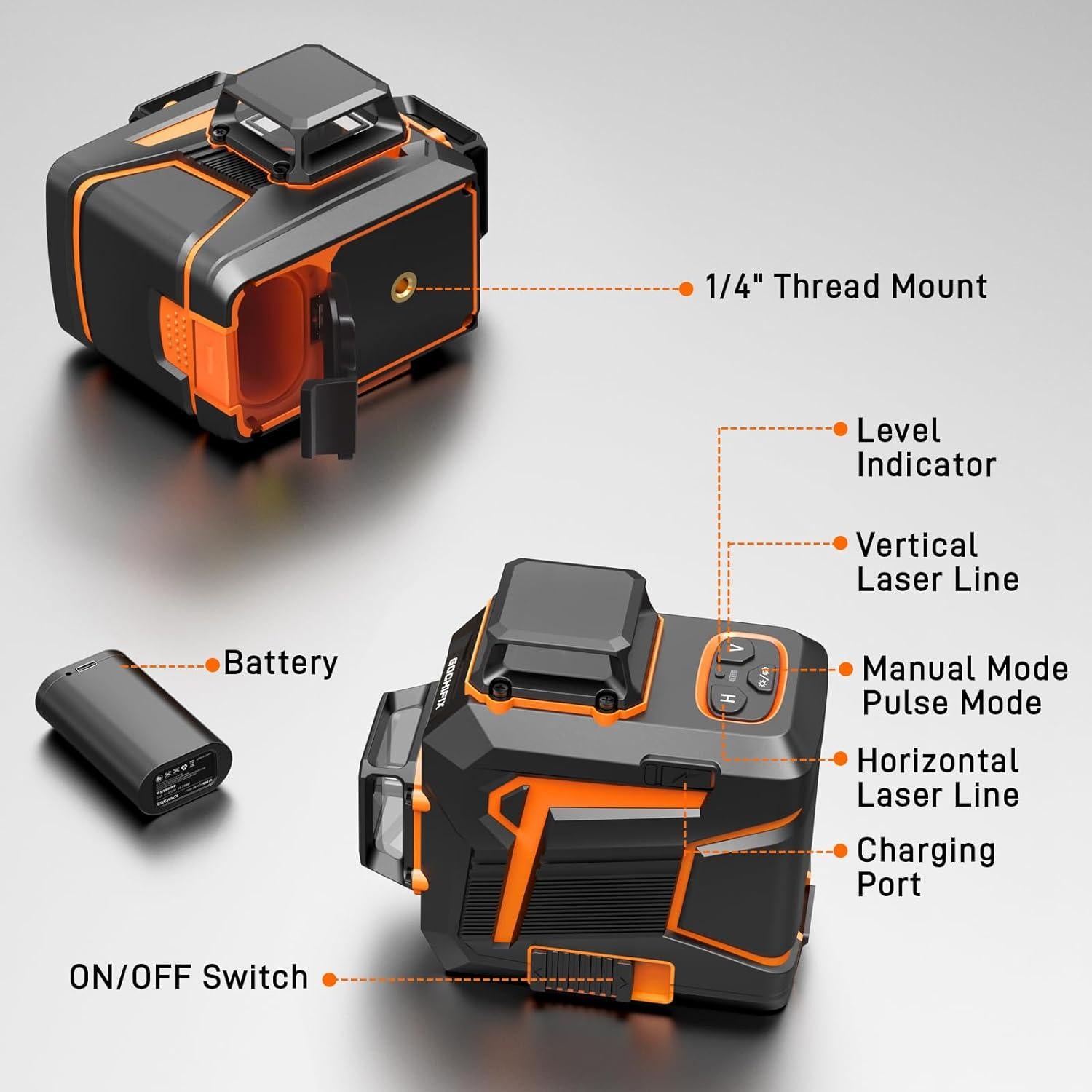 Nivel Láser 3x360 GOCHIFIX Automático Verde 100m Batería