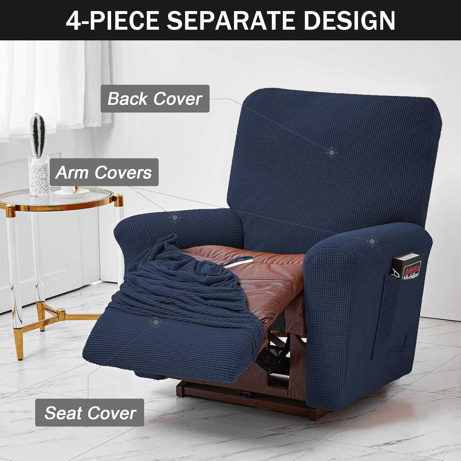 Funda Sillón Reclinable CONRUSER Marino 4 Piezas Antideslizante