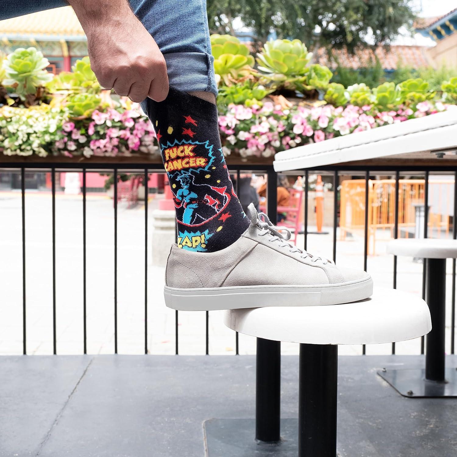 Calcetines Divertidos Lavley Unisex F*ck Cáncer - Talla Única