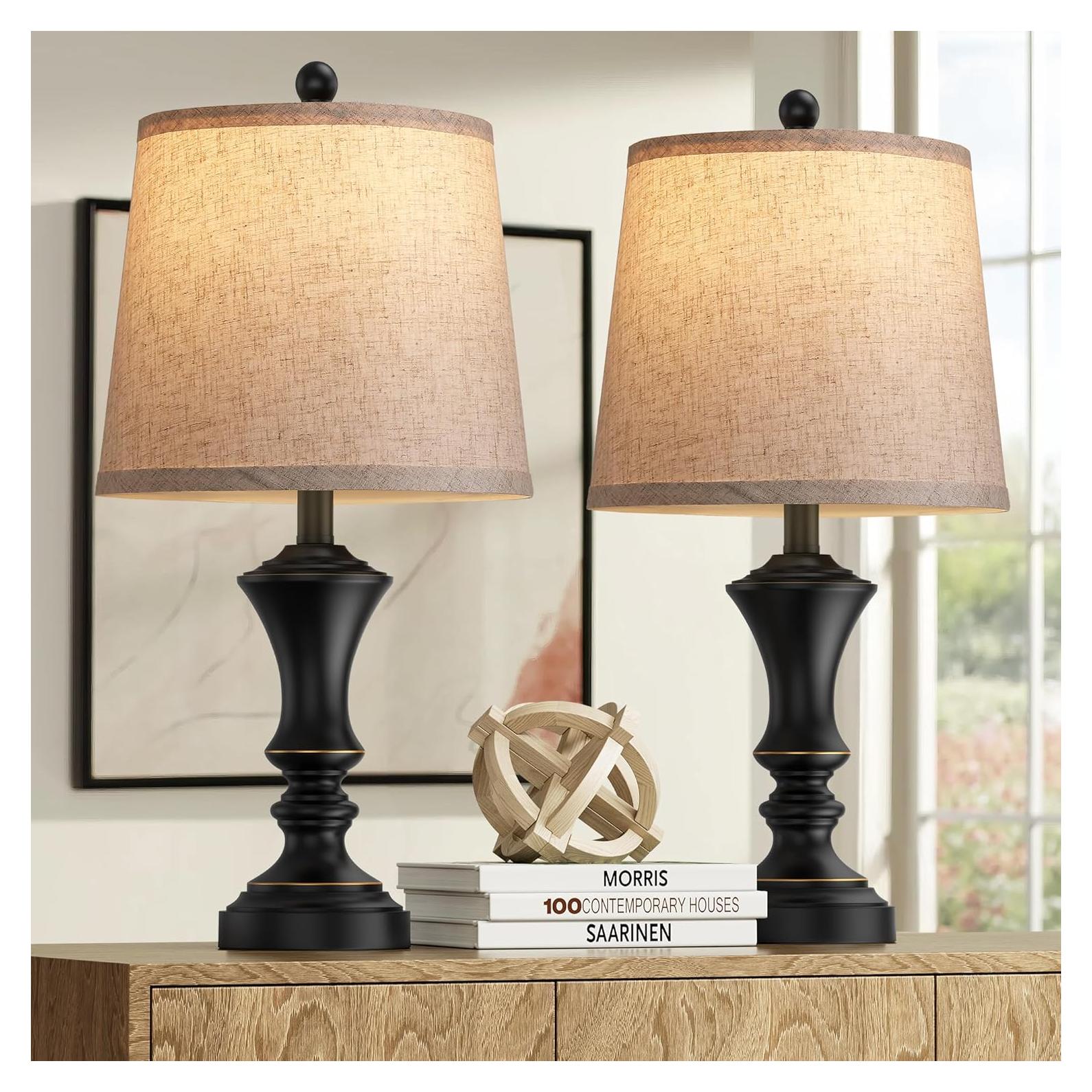 Juego de Lámparas de Mesa Retro ROTTOGOON Set de 2 Negro