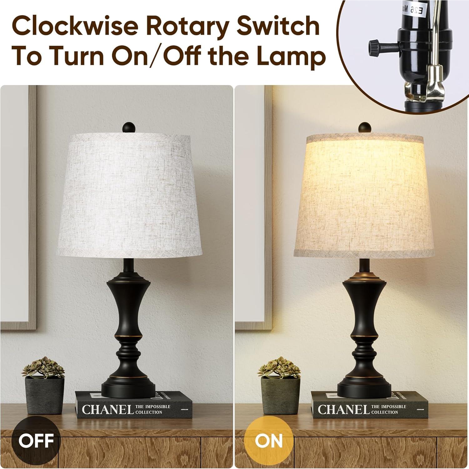 Juego de Lámparas de Mesa Retro ROTTOGOON Set de 2 Negro