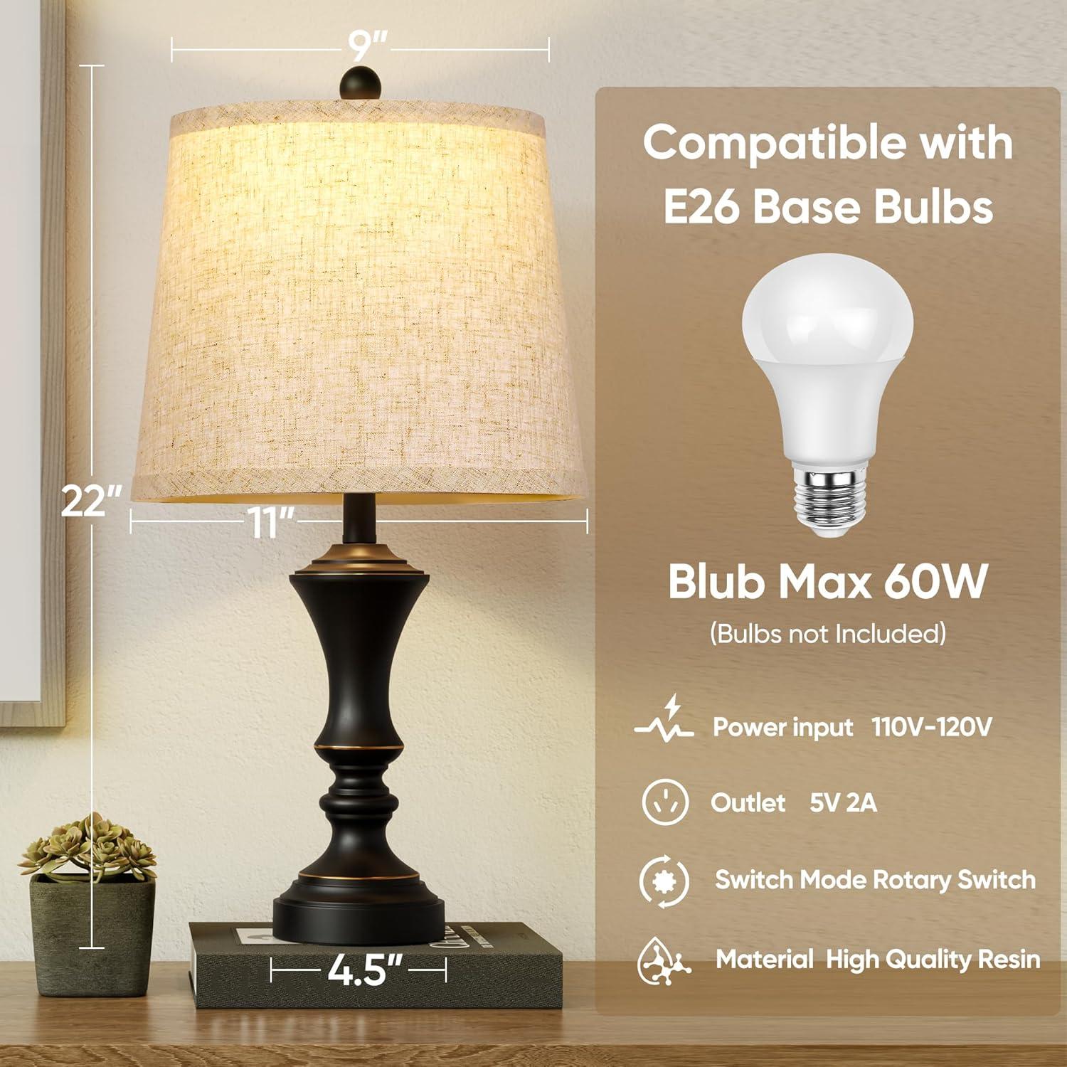 Juego de Lámparas de Mesa Retro ROTTOGOON Set de 2 Negro