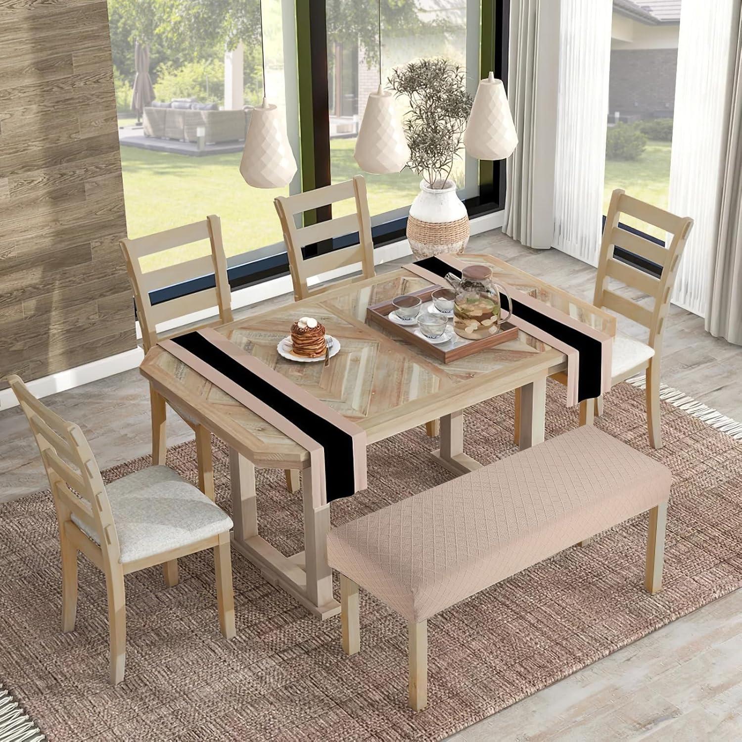 Funda de Banco de Comedor Fuloon Caqui 106-137 cm Lavable