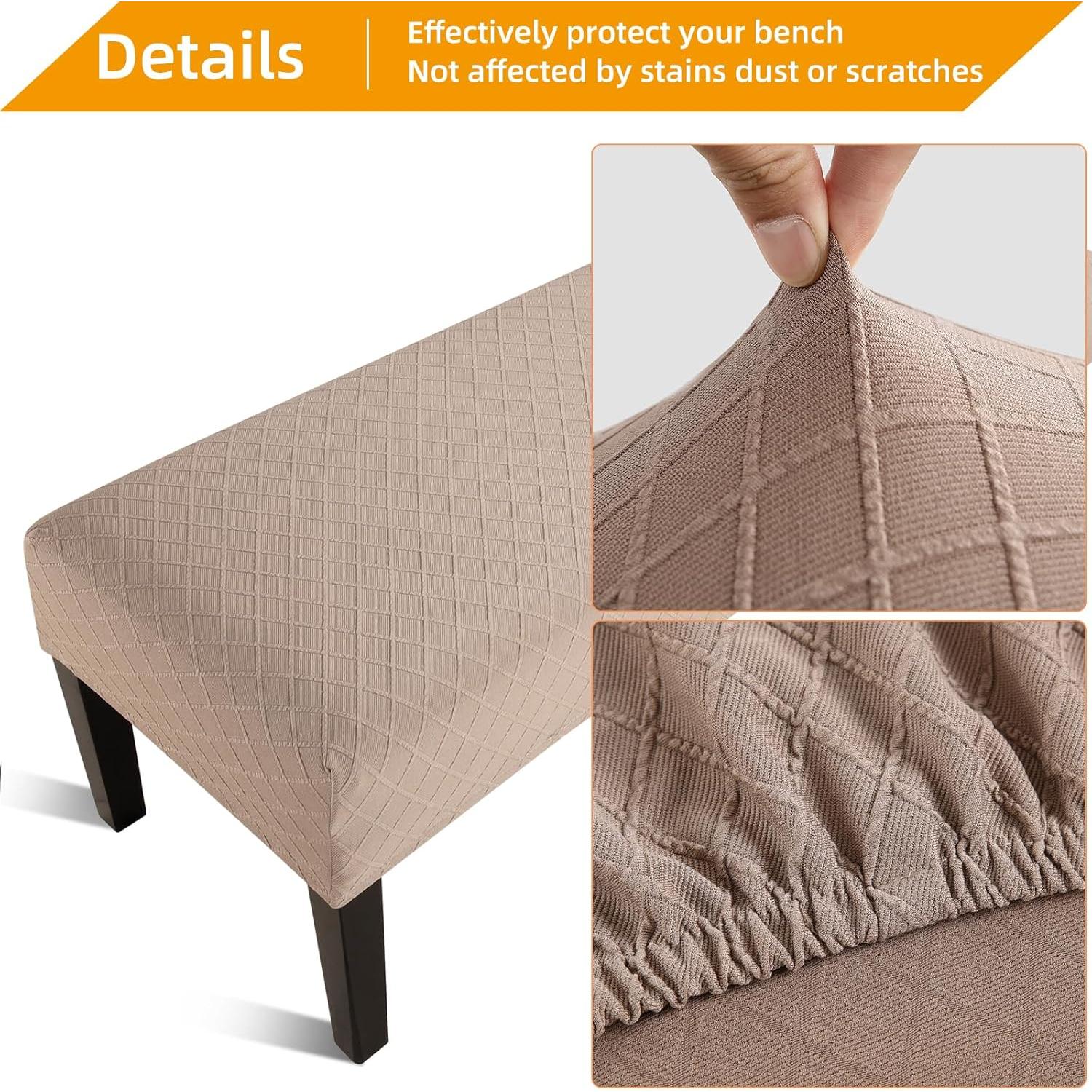 Funda de Banco de Comedor Fuloon Caqui 106-137 cm Lavable