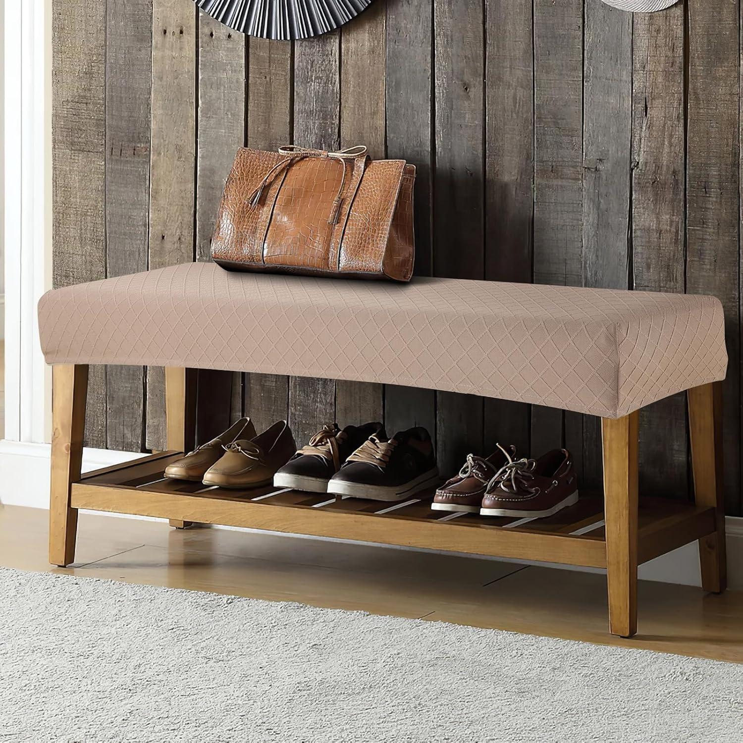 Funda de Banco de Comedor Fuloon Caqui 106-137 cm Lavable