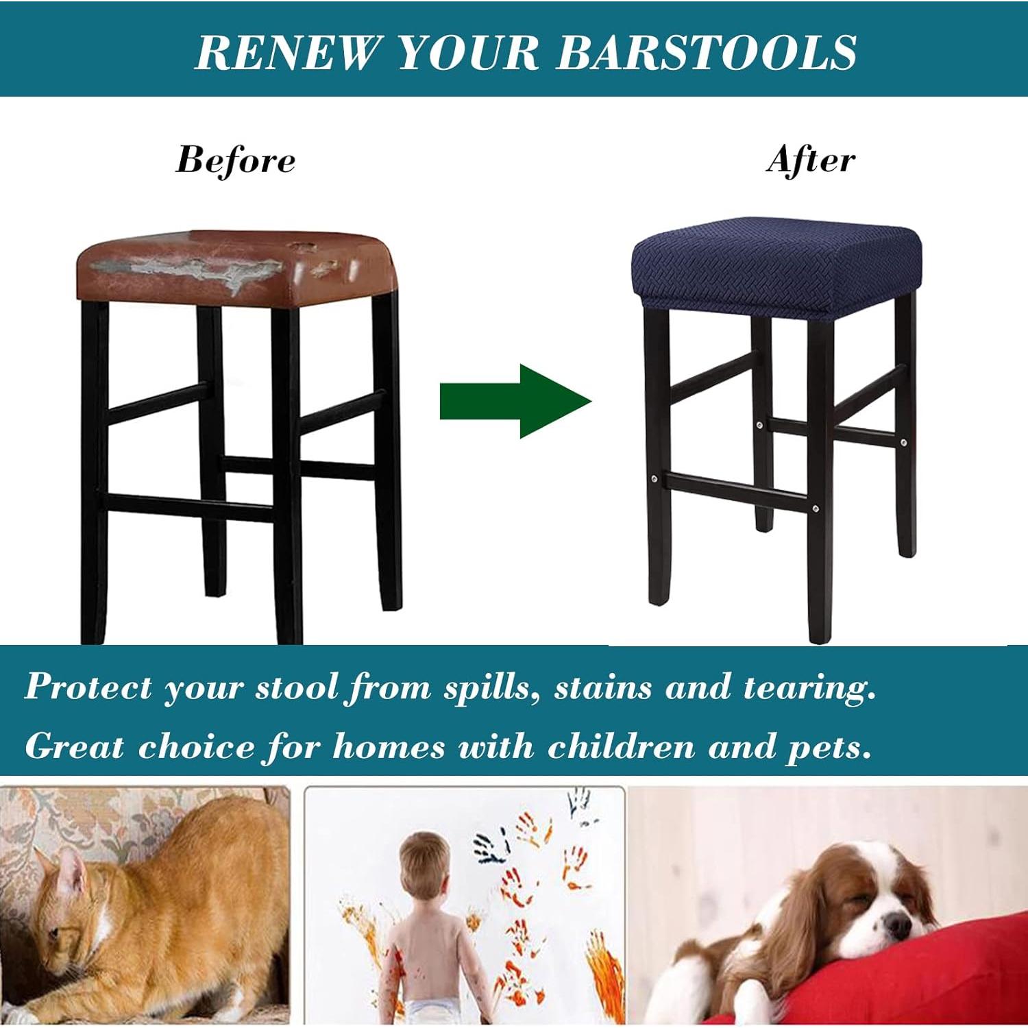 Funda de Taburete HFCNMY Rectangular 4 Pzas Azul