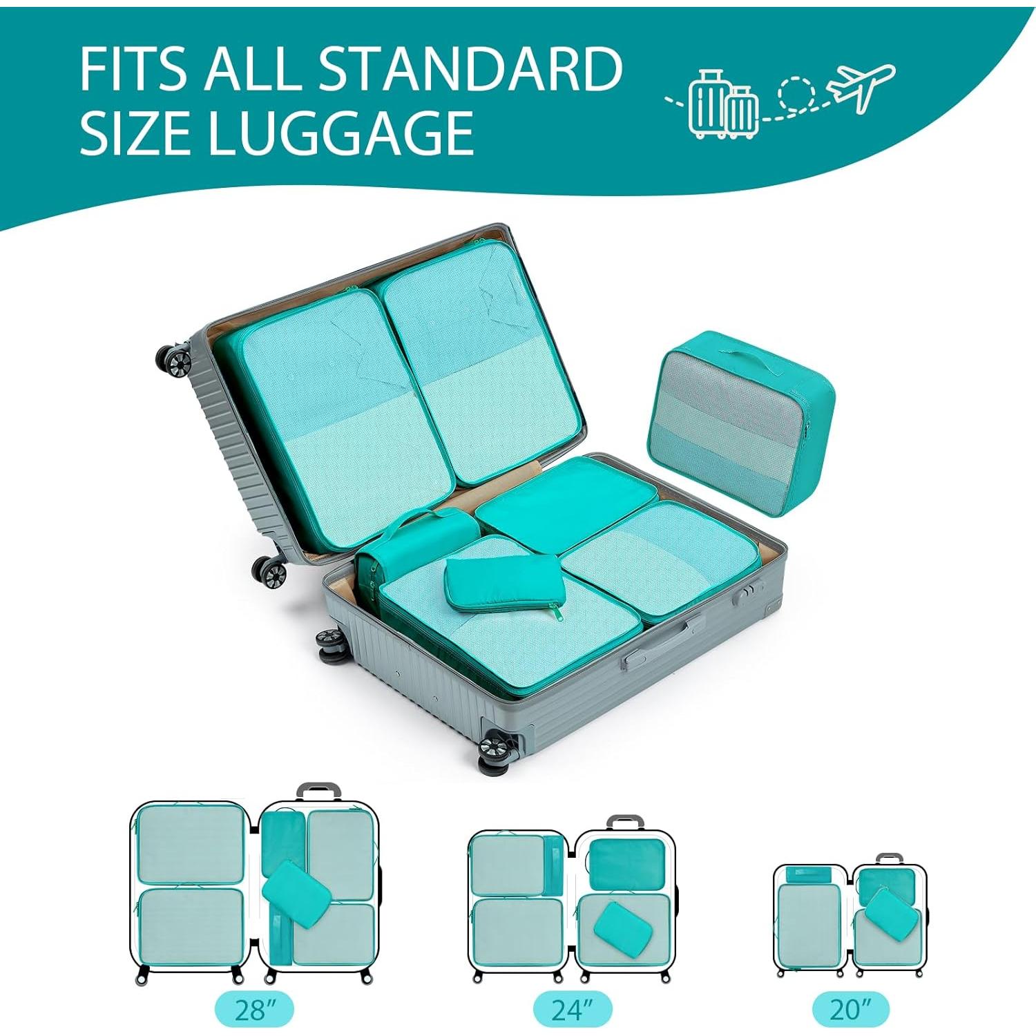 Cubos de Empaque DIMJ 8 Piezas Verde - Organizador de Viaje